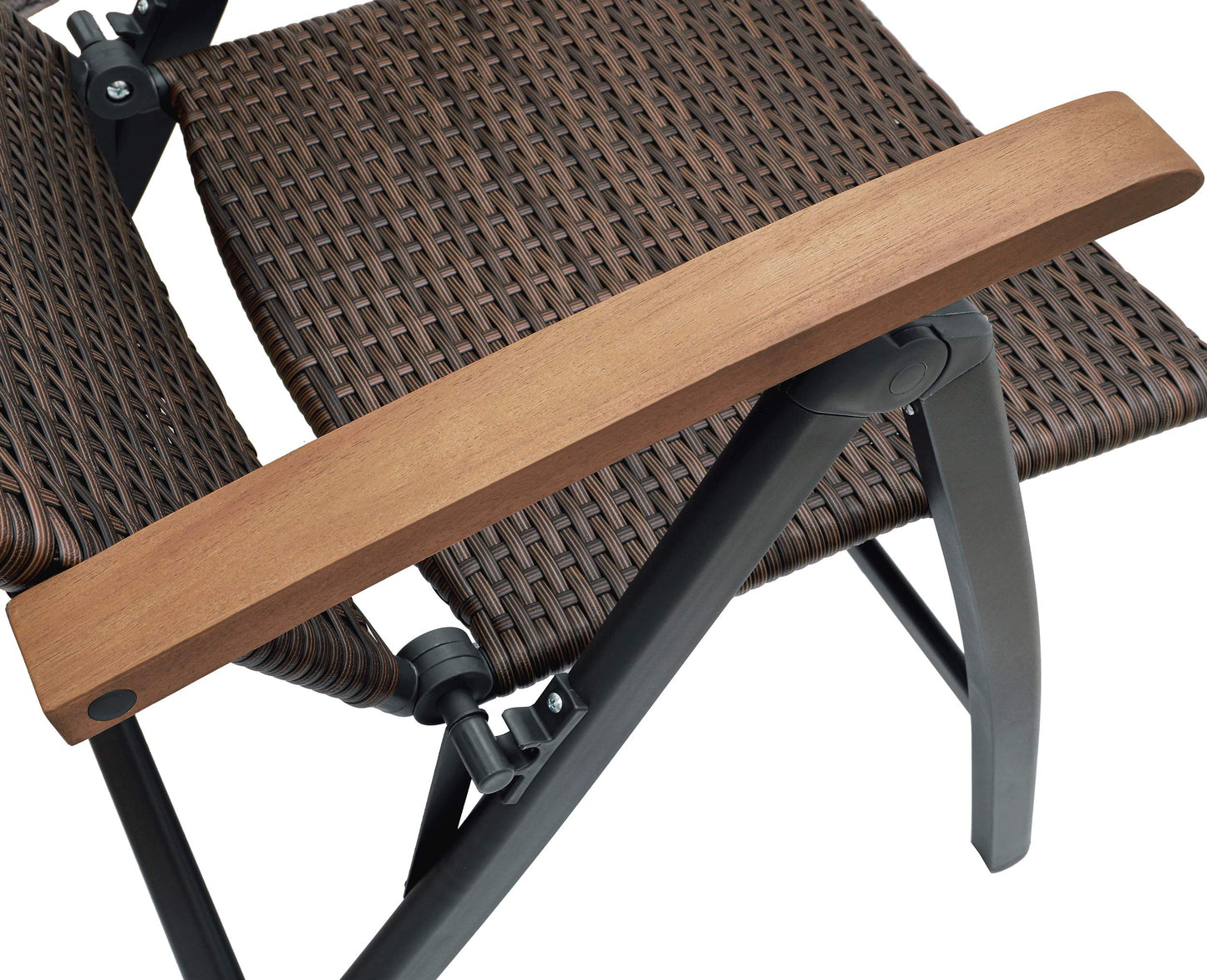 BRUBAKER 4er Set Polyrattan Gartenstuhl Modena - Hochlehner aus Metall und Poly Rattan klappbar - 7-Fach verstellbare Rückenlehne - wetterfester Faltstuhl/Klappstuhl - Braun Grau