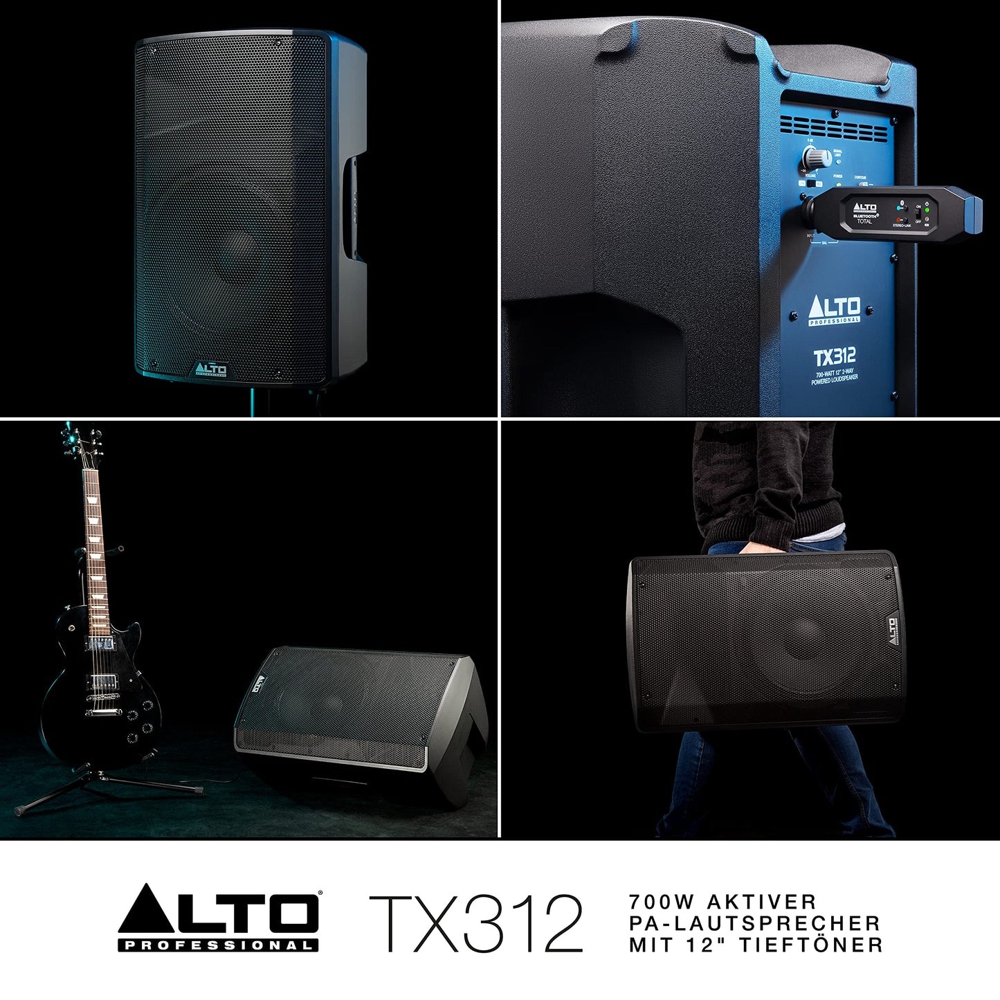 Alto Professional TX312 – 700 Watt 12-Zoll 2-Wege aktiver PA-Lautsprecher mit Signal-Limiting und schaltbarem Mikrofon/Line-Preamp und XLR In/Out