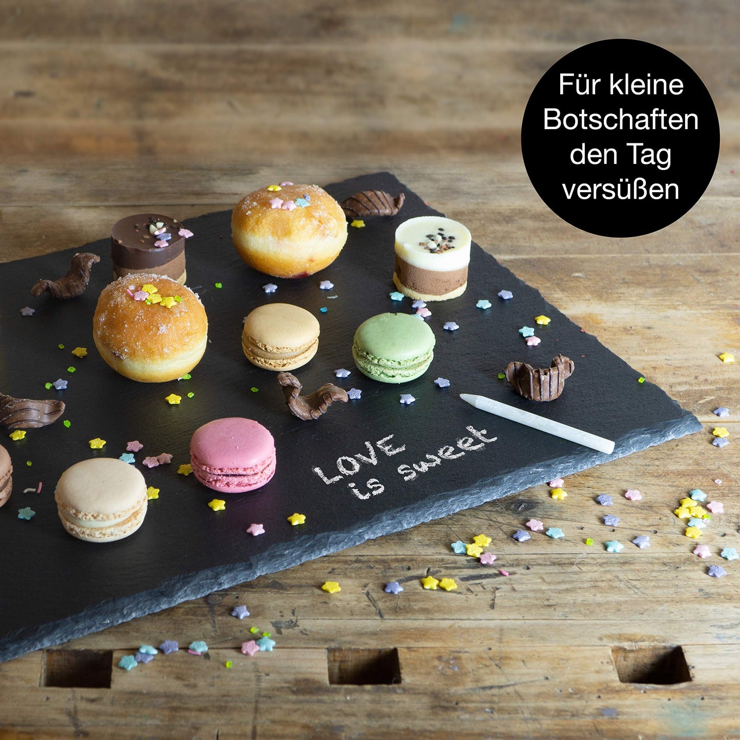 Moritz & Moritz 6 x Schieferplatte Servierplatte 30x40 cm mit Kreidestift - Schieferplatten fürs Buffet, Sushi und Käse - Perfekt zum Anrichten und als Deko
