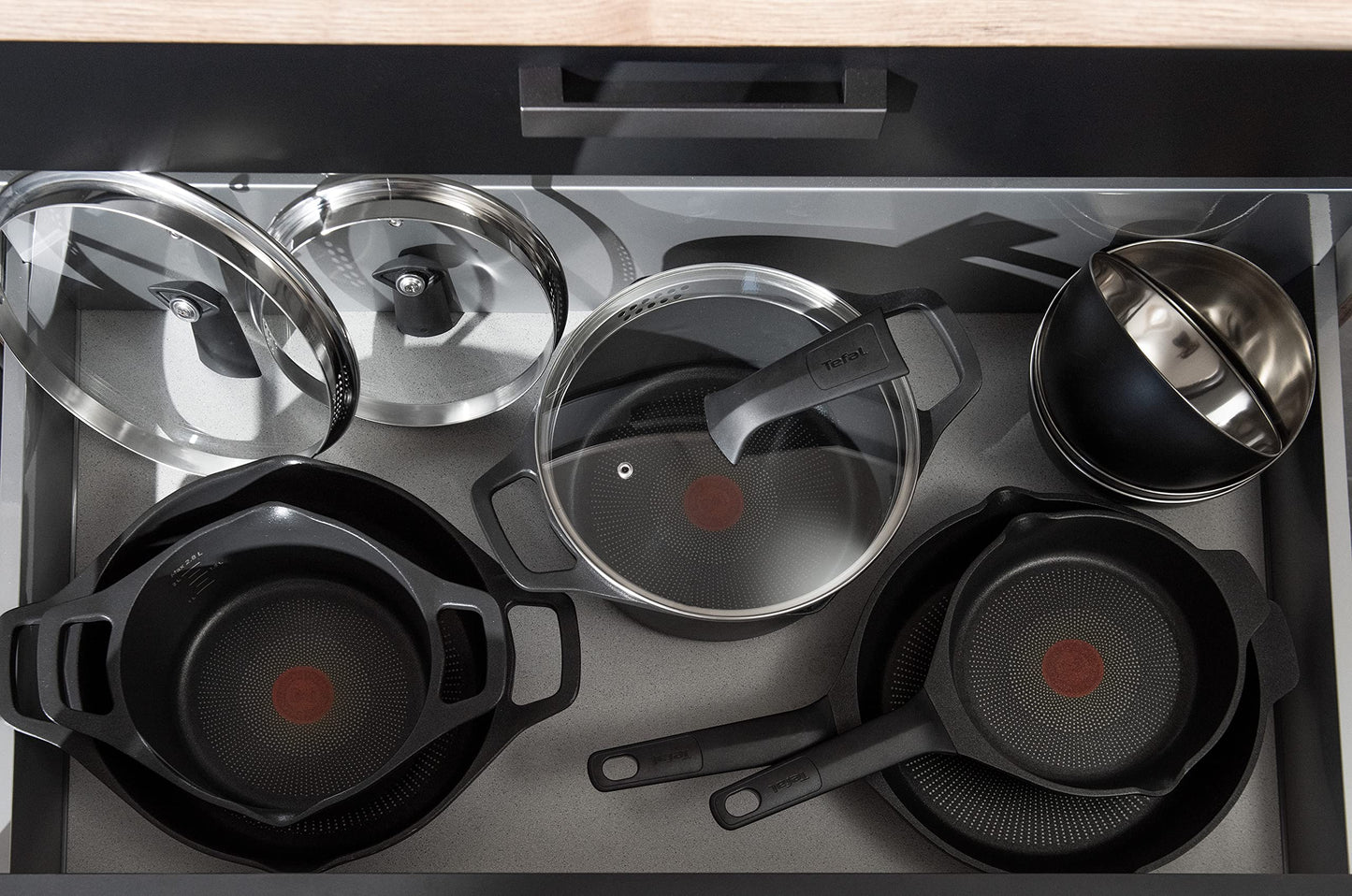 Tefal Robusto Aluguss Bratpfanne 28 cm, Pfanne Induktion mit Antihaftversiegelung, Thermo-Signal bei idealer Brattemperatur, einfache Reinigung, spülmaschinenfest, für alle Herdarten geeignet E24906
