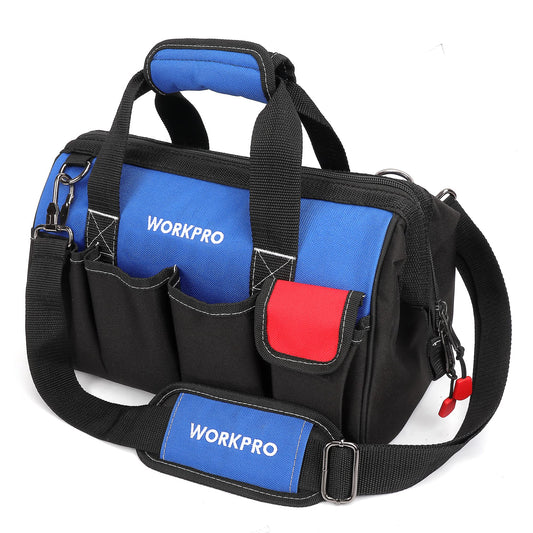 WORKPRO Werkzeugtasche Elektriker, Wasserdichte Werkzeugtasche Profi, weite Öffnung & große Kapazität 35CM aus 600D Polyester, Schultergurt verstellbar, Multifunktion für Heimwerker Handwerker