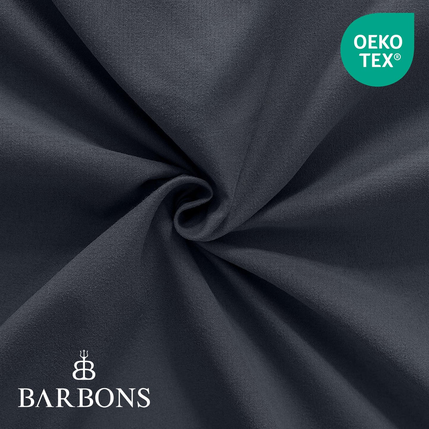 BARBONS Spannbettlaken 180x200cm - 100% Baumwolle Spannbetttuch Oeko-TEX Zertifiziert Bettlaken Jersey Bettwaren und Bettbezug für Boxspringbett und Dicke Matratzen bis 25 cm - Dunkelgrau 180 x 200