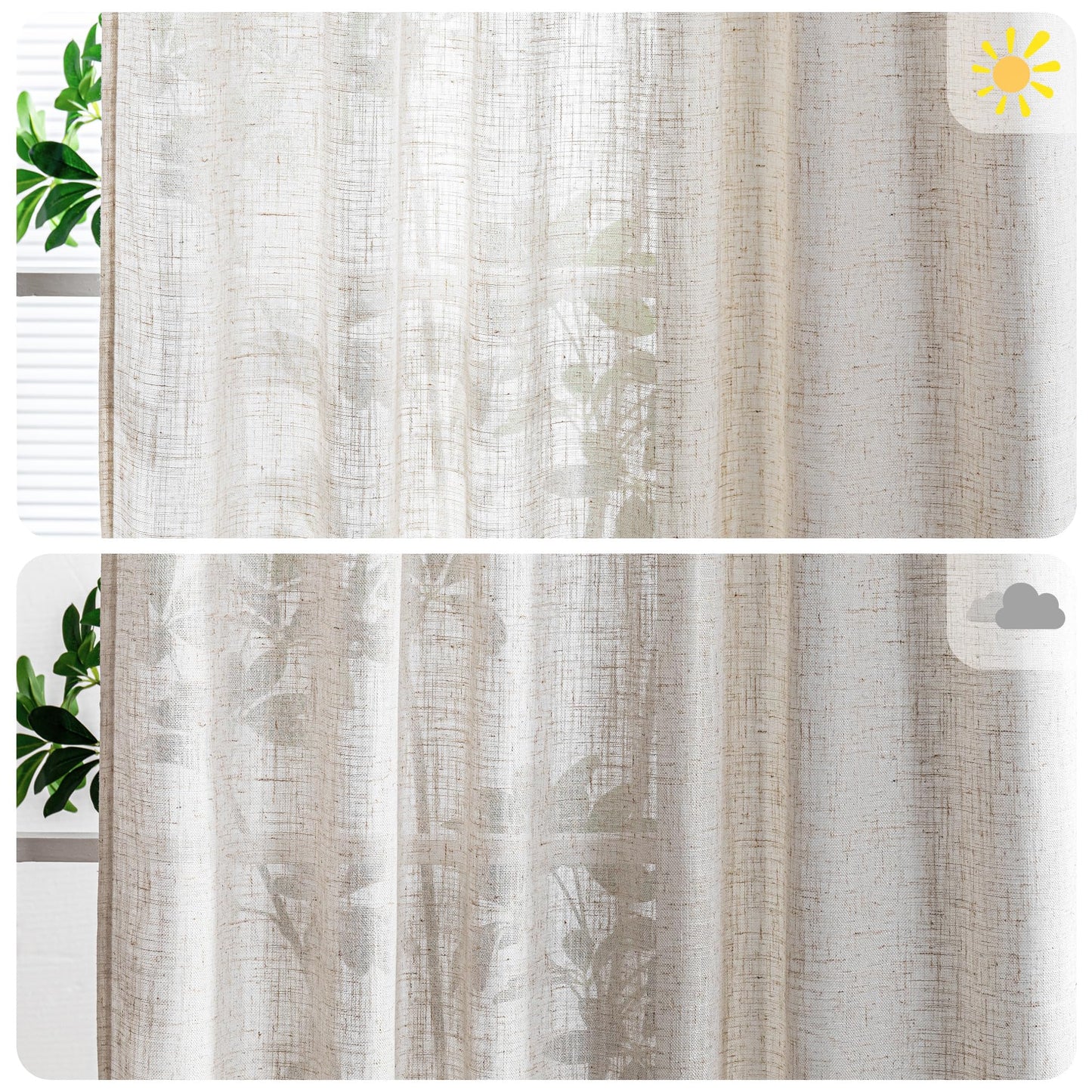 MYSKY HOME Gardinen mit Kräuselband Leinen Vorhänge Wohnzimmer Gardine Leinenoptik für Schienensystem 2er Set H 245 x B 140 cm Curtains für Kinderzimmer Moderne Natur Vorhang, Leinenfarbe