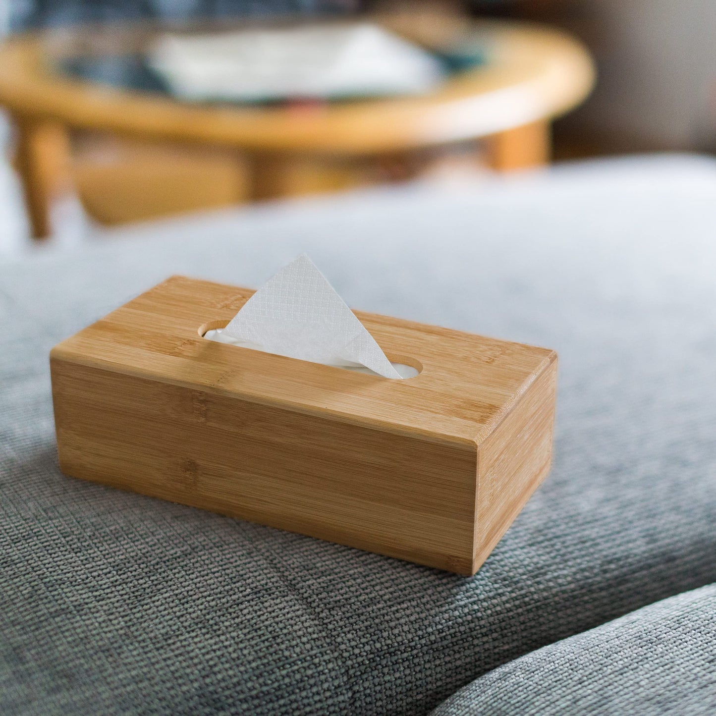 Relaxdays Kosmetiktuchbox, aus Bambus, Box für Kosmetik- & Taschentücher, Tücherbox nachfüllbar, Taschentuchbox, natur