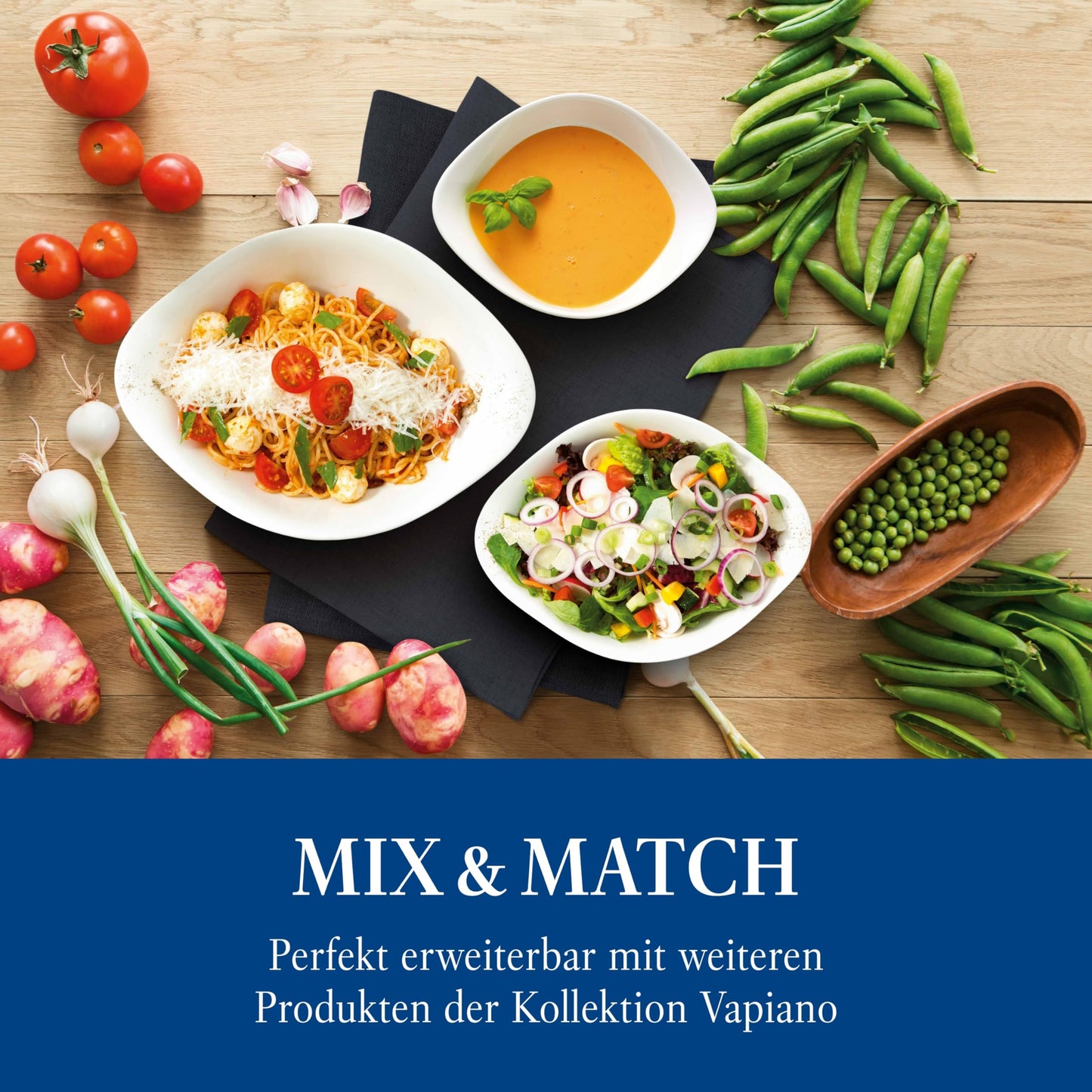 Villeroy & Boch – Vapiano Pastaschalen Set 2-Teilig Weiß, Spülmaschinenfest, Mikrowellensicher, Pastateller, Pastaschüssel, Teller Tief, Für Spaghetti, Nudeln oder Salat, Premium Porzellan