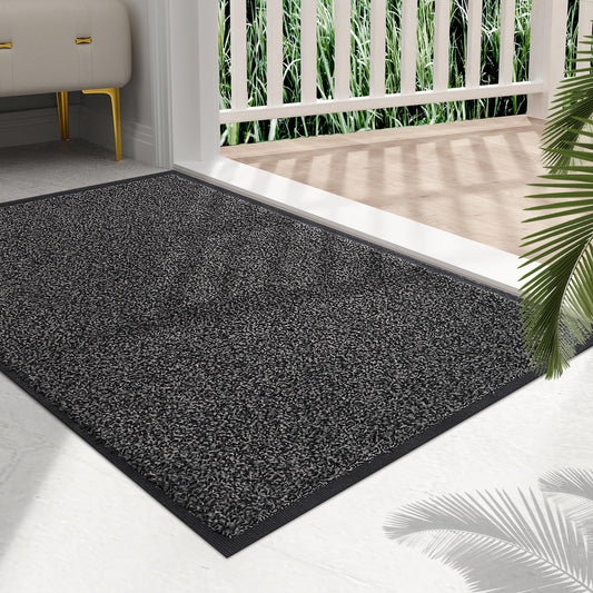Mibao Türmatte, 40 x 60 cm, schwarz grau, saugfähig, für den Innen- und Außenbereich, wasserdichte und waschbare Fußmatte