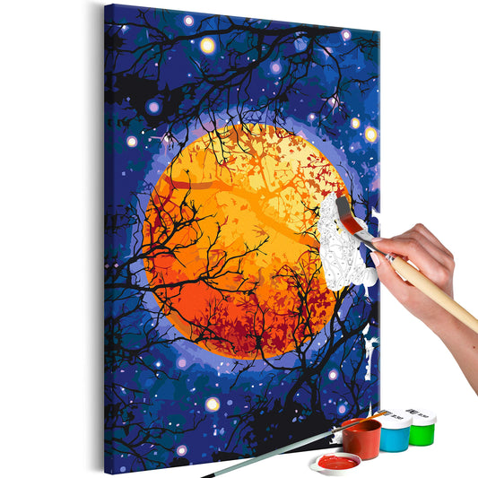 murando - Malen nach Zahlen Mond Himmel Natur Nacht Sterne 40x60 cm Malset mit Holzrahmen auf Leinwand für Erwachsene Kinder Gemälde Handgemalt Kit DIY Geschenk Dekoration