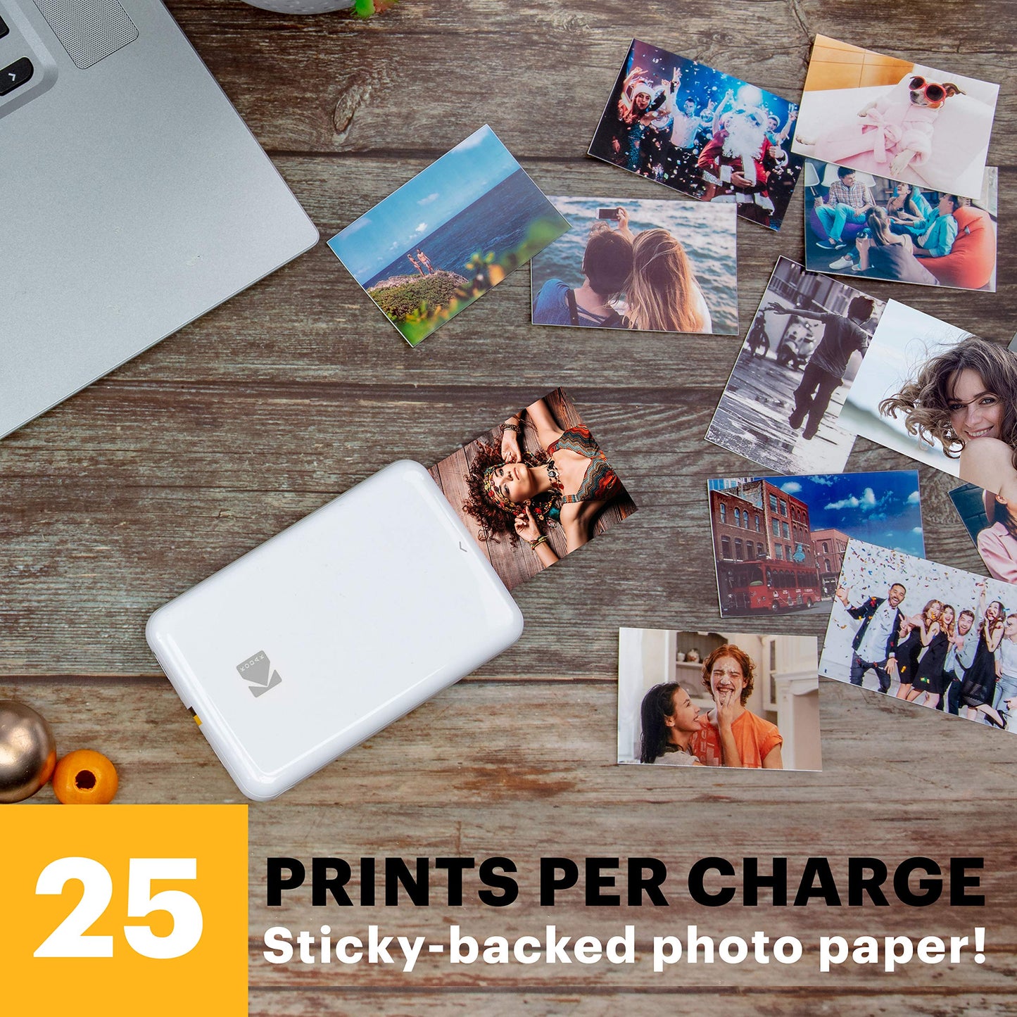 KODAK Step Sofort-Smartphone-Fotodrucker - Tragbarer Mini-Farb-Mobilfotodrucker - Zink 2x3” Klebefotos - Bluetooth-kompatibel mit iOS- & Android-Geräten - Spaßige Bearbeitungs-App - Weiß