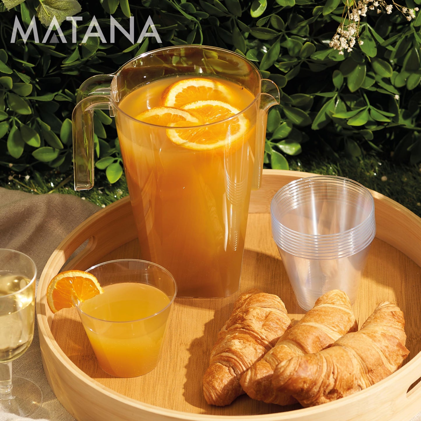 MATANA 6 Kunststoff Krüge (Durchsichtig, 1,5L) - Wasserkrug, Cocktail Krug, Saftkanne, Wasserkanne, Karaffe Plastik, Wasserkaraffe - Geburtstage, Hochzeiten, Grillpartys - Stabil & Mehrweg