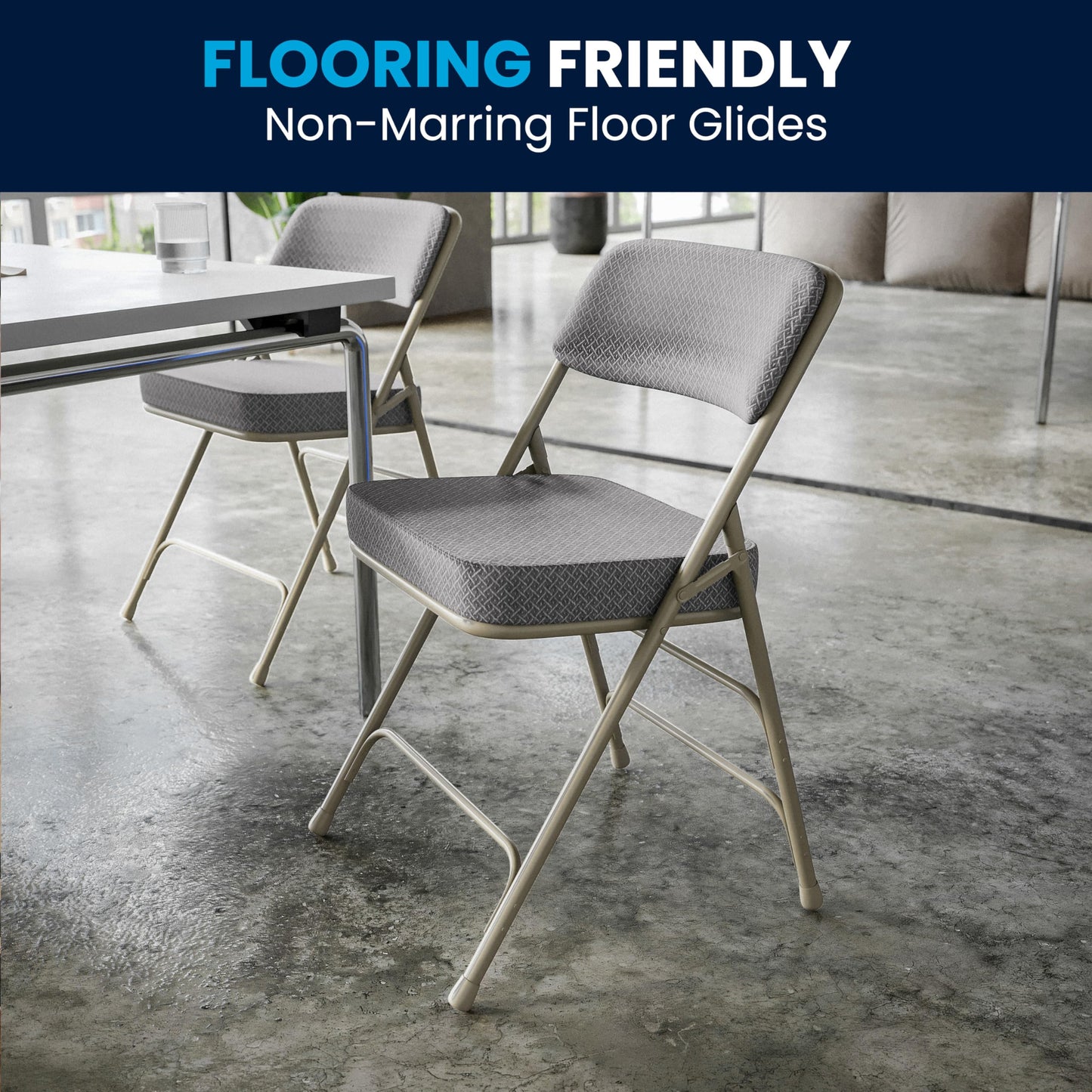 Flash Furniture Klappstuhl HERCULES aus Metall – Dick gepolsterter Stuhl für Gäste oder Veranstaltungen – Stabiler Küchenstuhl auch für draußen geeignet – 2er-Set – Grau