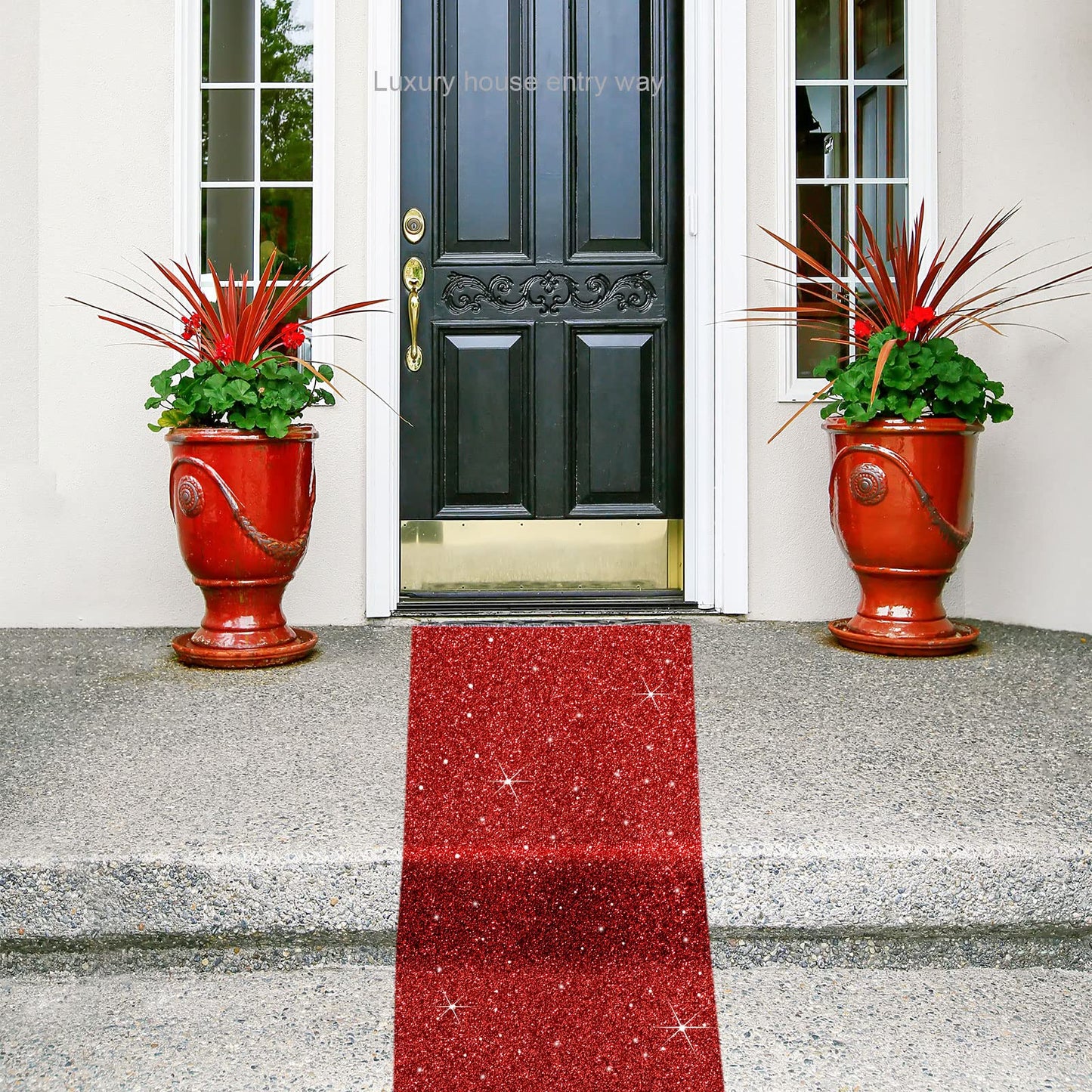 Tatuo 75 cm x 9,14 m Roter Teppich Läufer Hochzeit Teppich VIP Eventteppich mit Teppich Klebeband 55 GSM Dicke Flur Teppich für Weihnachten Verlobung Innen Draußen Kirche Deko (Glitzer Rot)
