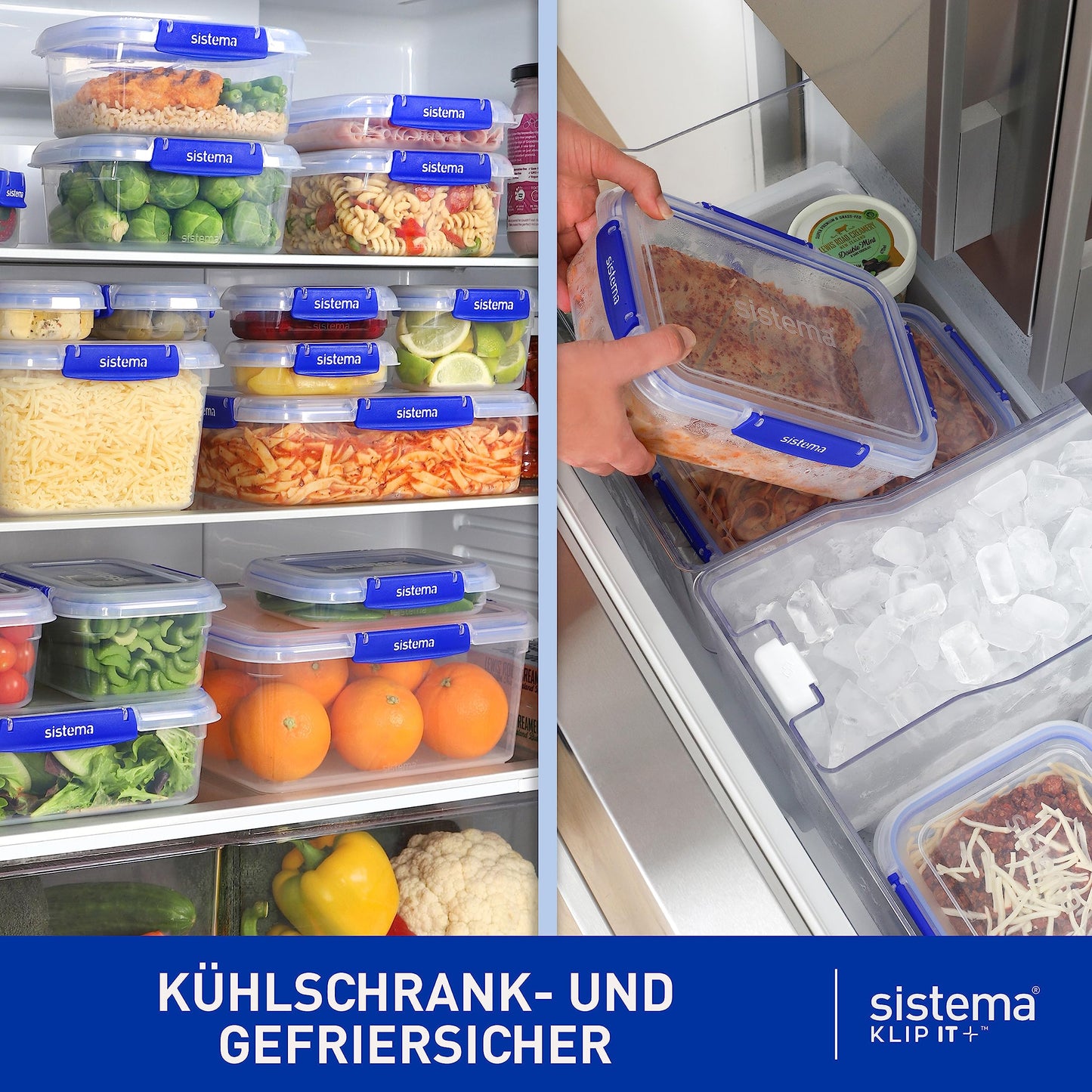 Sistema KLIP IT PLUS Frischhaltedosen Set | 6-teiliges luftdichtes Vorratsdosen Set (2 x 400 ml, 3 x 1 l, 1 x 2,2 l) | auslaufsichere Versiegelung | einfach zu verschließende Clips | BPA-frei