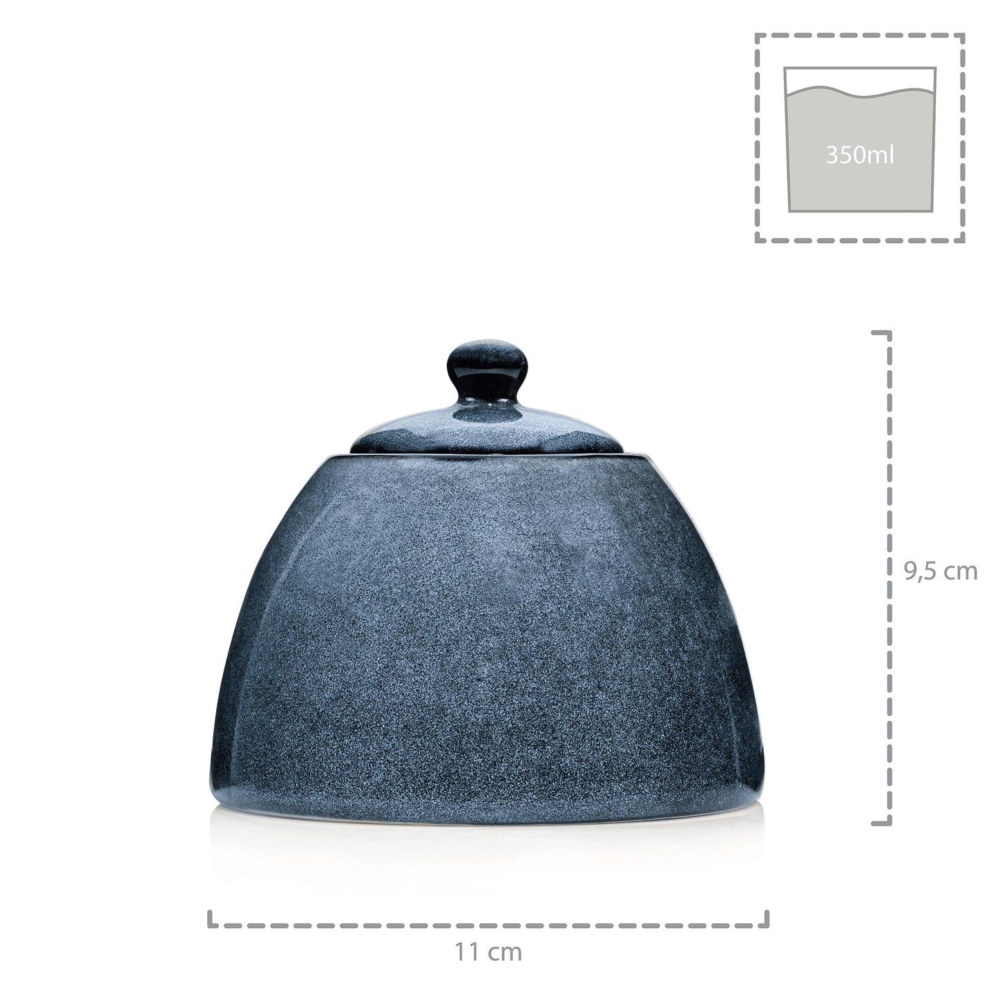 Sänger | Milch und Zucker Set Darwin 3 TLG, Zuckerdose und Milchkännchen Set Steingut, Zuckerdose mit Deckel und Milchkanne, Milchbehälter und Zuckerdosierer, Zuckerbehälter Blau | Premium Collection