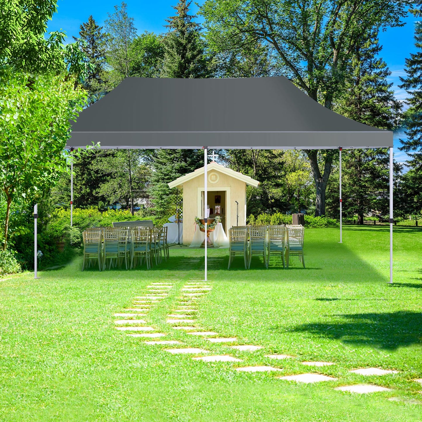 COBIZI Faltpavillon 3X6m Wasserdicht Stabil Pavillon 3x6m, Partyzelt Faltbar Anti-UV mit 6 Seitenwänden, Gartenpavillon für Hochzeiten, Freien, Garten