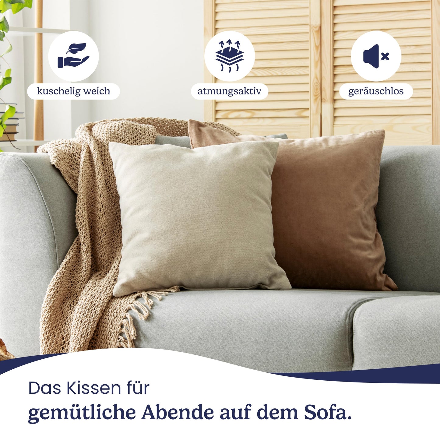 Gentle North Kopfkissen (45x45 cm groß) - 4er Set Kissen für Bett und als Dekokissen - Mit Reißverschluss für Füllung - Sofakissen - Zierkissen für Couch und Sofa - Ökotex - Waschbar bis 60° - Weiß