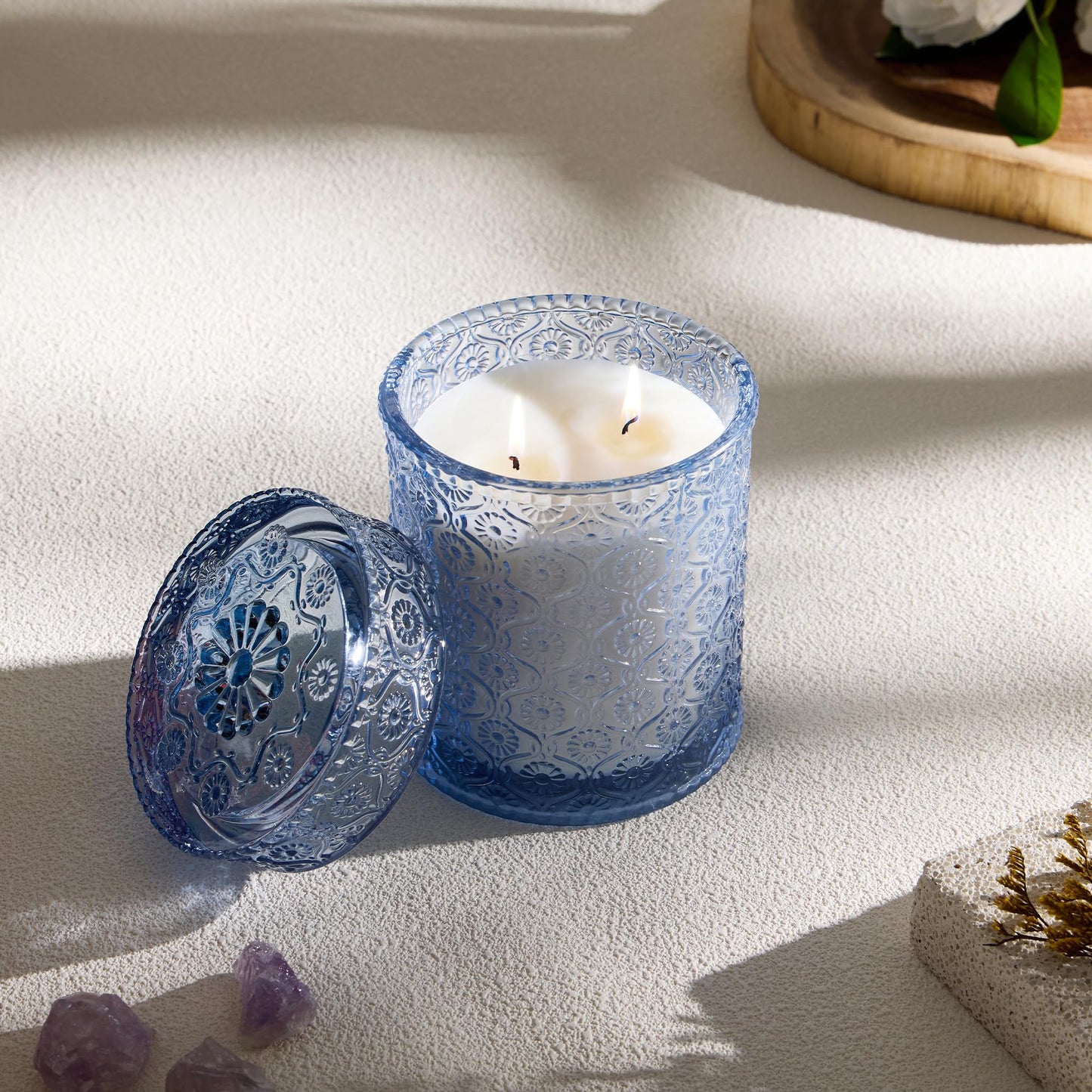 Airkeep Duftkerze im Glas Violet Amber, 450g groß Kerze, Weihnachten Duftkerze, Kerzengeschenke für Frauen & Männer