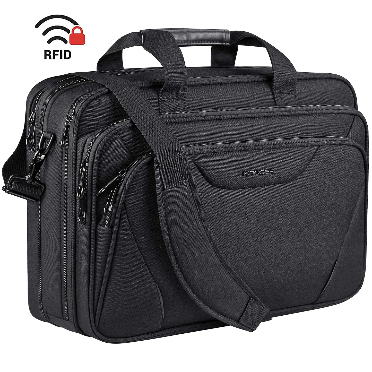 KROSER 18 Zoll Handtasche, Laptoptasche bis 17,3 Zoll, wasserdicht, dehnbar, Dokumententasche mit Schultergurt, für Reisen/Geschäft/Schule/Herren/Damen, Laptop Bag