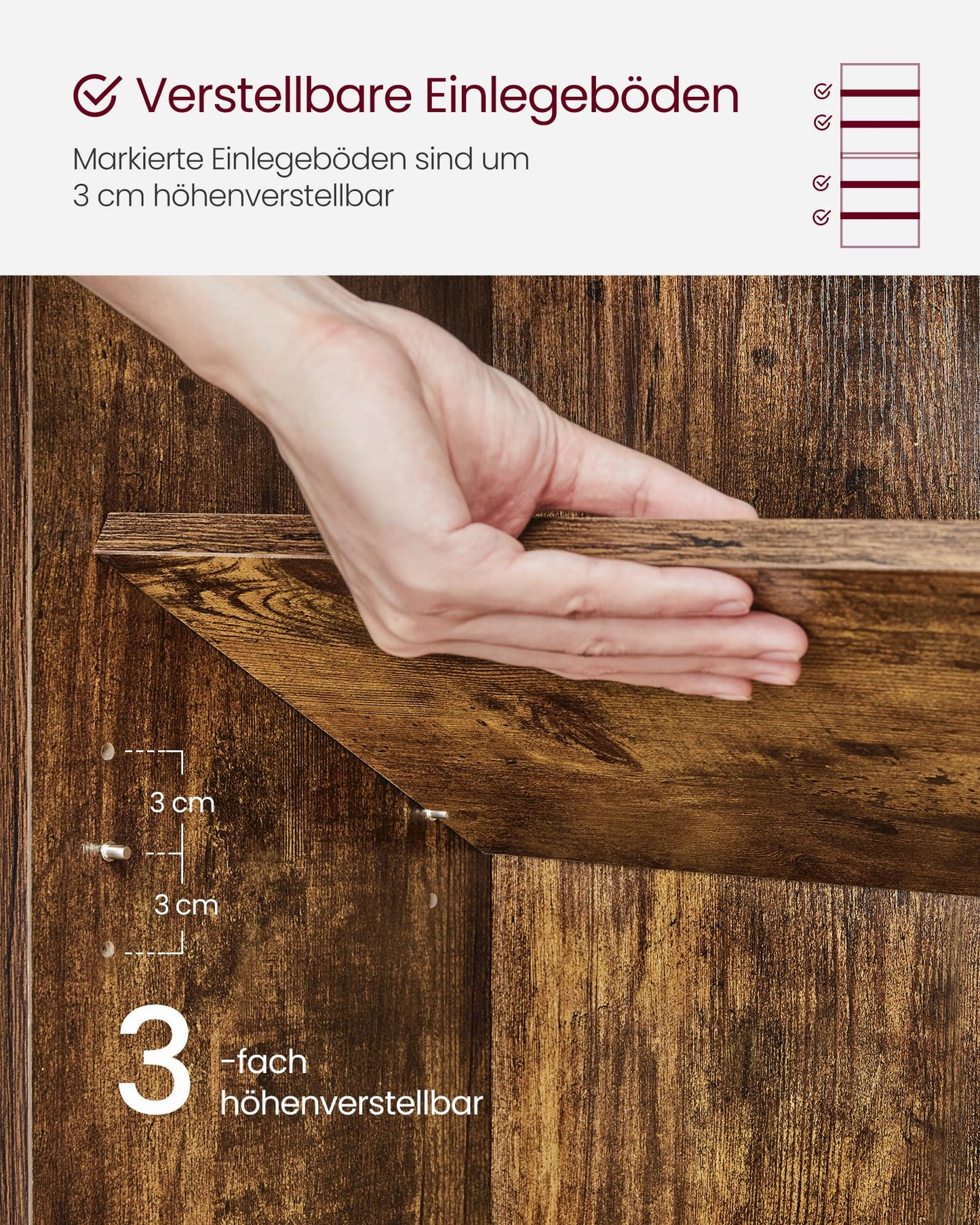 VASAGLE 6-stufiges Bücherregal, Vintagebraun