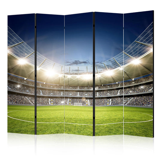 murando - Akusticher Raumteiler Stadium 225x172 cm 5-teilig Foto Paravent beidseitig Bedruckt & Akustikschaum Trennwand Wand Home Office Fußball Stellplatz Panorama Himmel i-B-10024-z-b