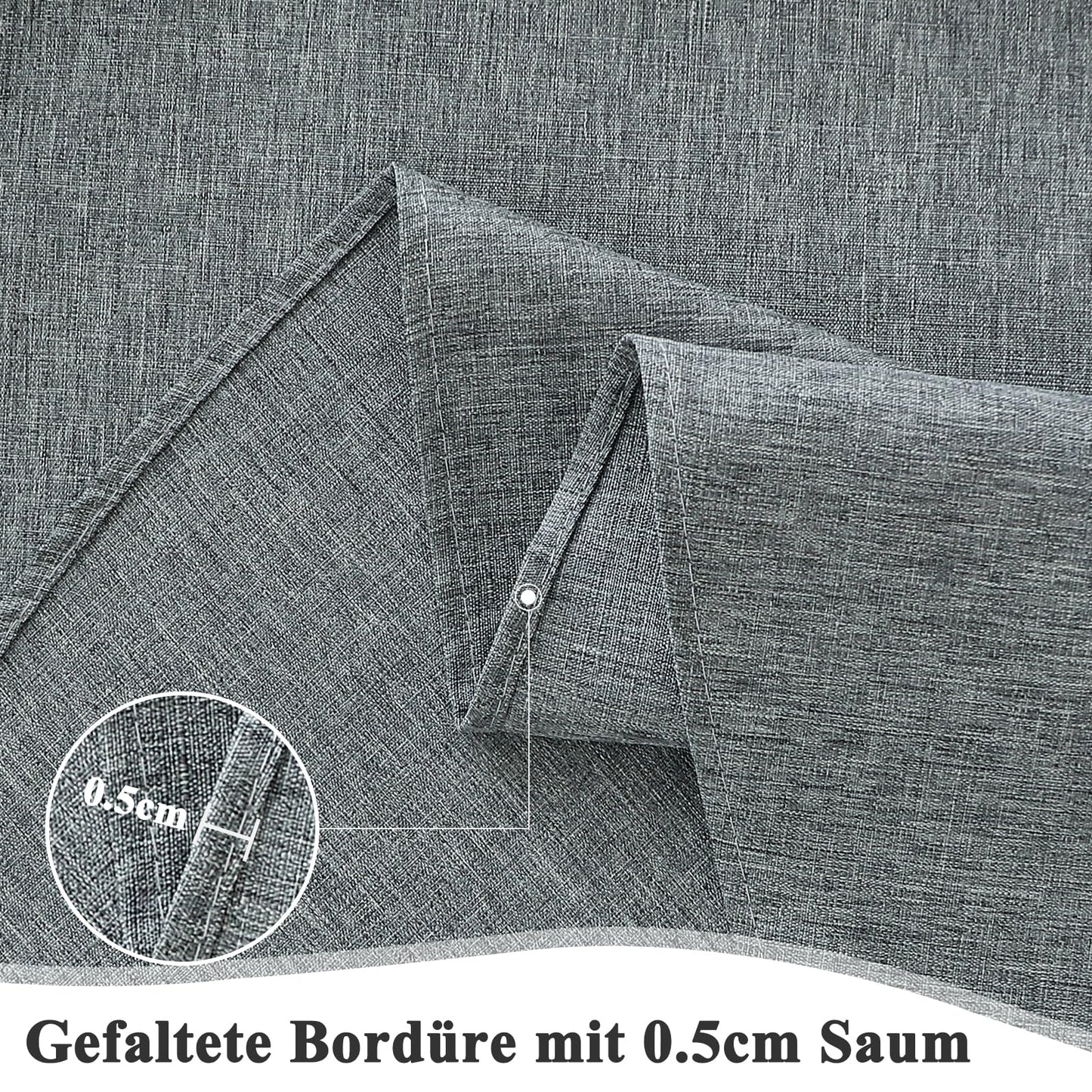 AooHome Tischdecke Abwaschbar, Grau Tischdecken 100x140cm Leinen-Optik Tischtuch aus Polyester Wasserabweisend mit Lotuseffekt, Dauerhaft Kratzfest für Wohnzimmer, Esszimmer, Balkon, Garten