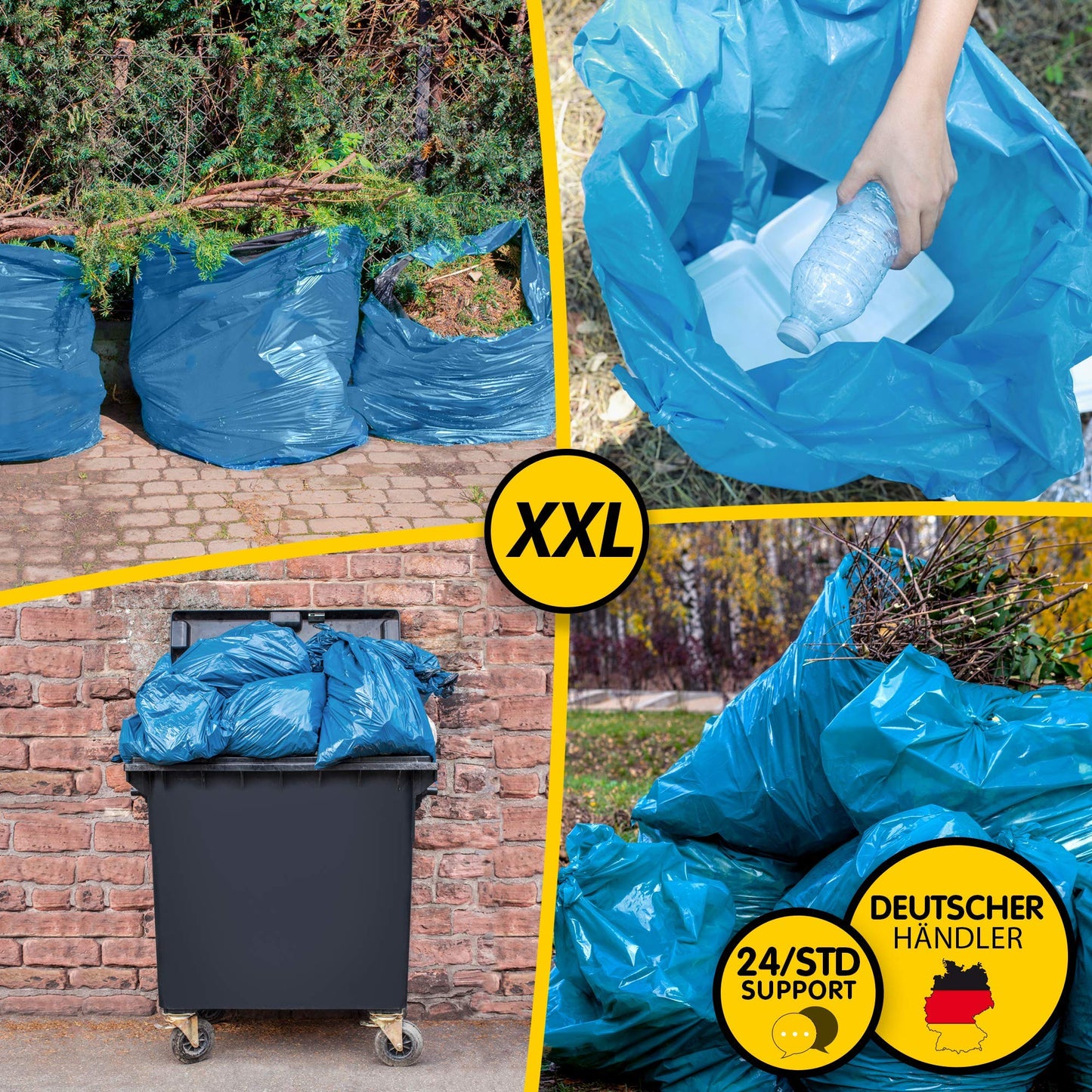 Müllsäcke 120L Blau - 100 Stück - Extrem Reißfest - Abfallsäcke - Abfall Beutel XXL - Typ 100 Extra - Müllbeutel 120 L - 70 µ - 700x1100 mm - LDPE - Großer Müllsack - 120 Liter - Super Stark Mülltüten