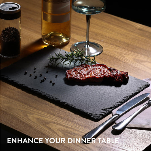 Navaris Schiefer Teller Platzset 8-teilig inkl. Kreide - 30x20cm Schieferplatten 8x Servierplatte - Servierteller Schieferplatte Sushi Geschirr eckig