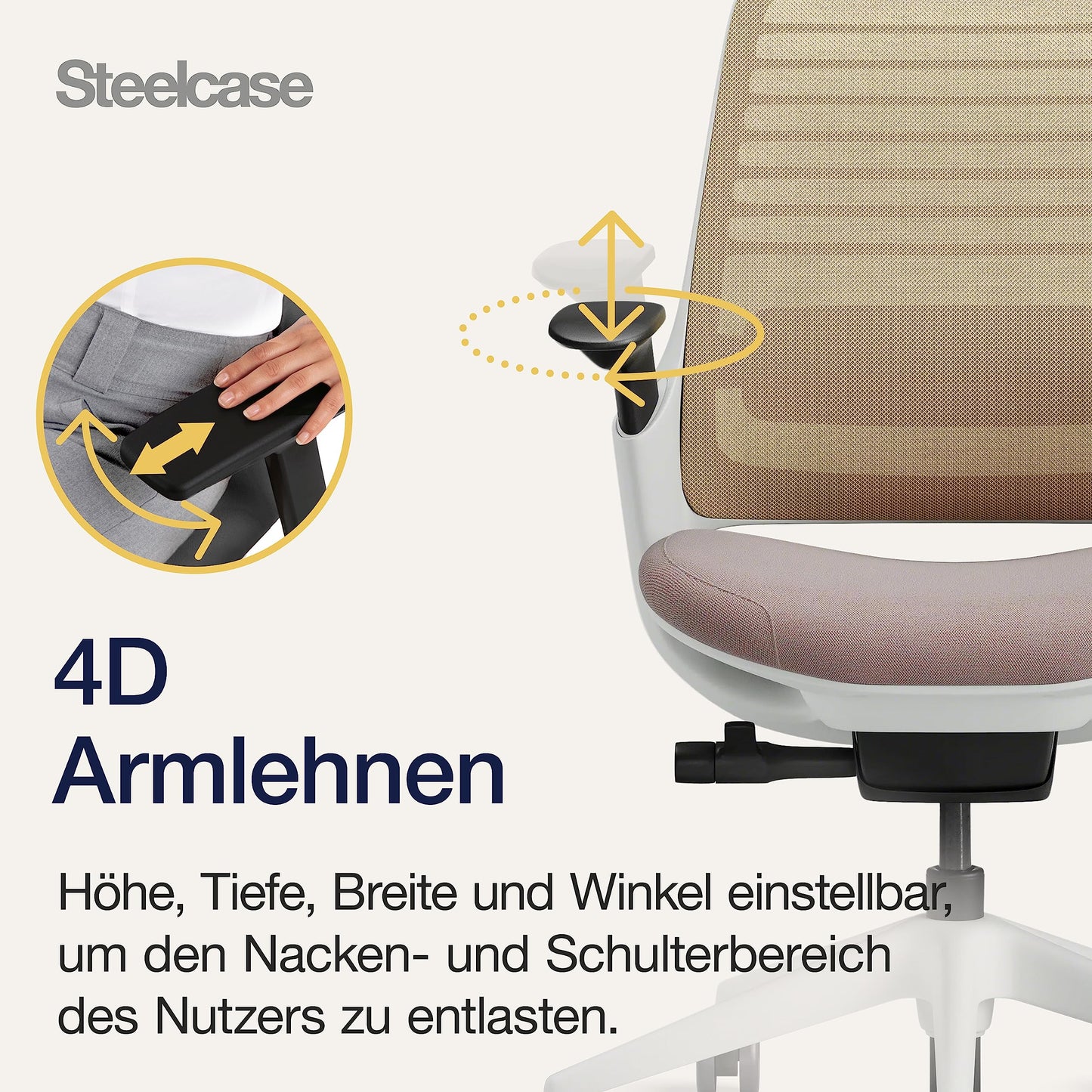 Steelcase Series 1 Ergonomischer Bürostuhl mit LiveBack Lumbalstütze und 4D-Armlehnen Linse