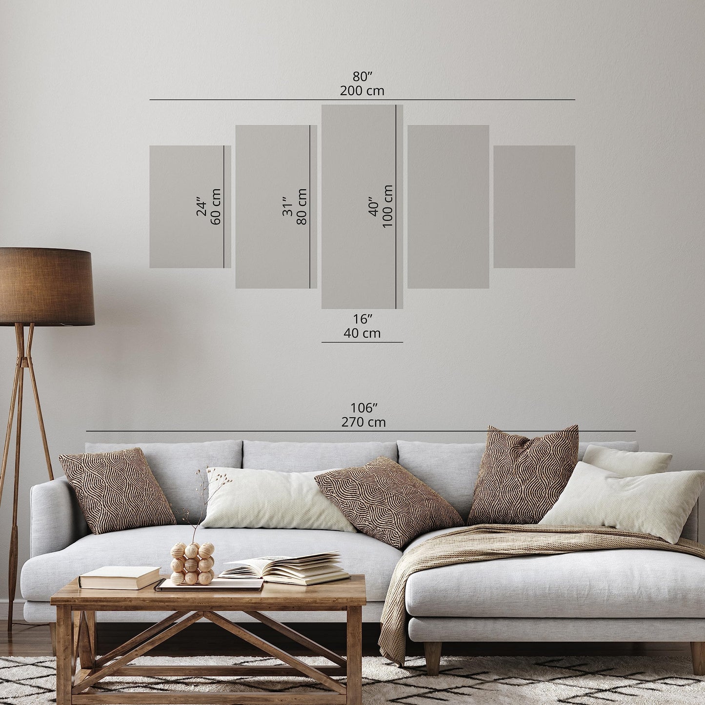 murando - Wandbilder XXL Abstrakt 200x100 cm 5 tlg Wand Deko Leinwand Grosse Bilder Groß Wanddeko Wohnzimmer Schlafzimmer Moderne Kunstdrucke - Textur Perlen Struktur Bronze Beige Glamour 020101-216