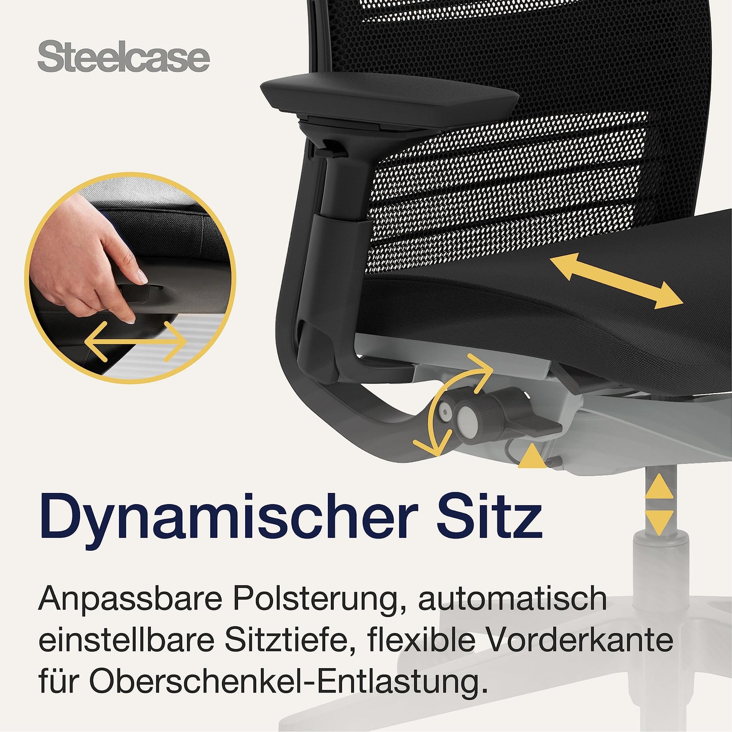 Steelcase Think Ergonomischer Bürostuhl mit LiveBack Lumbalstütze, 4D-Armlehnen, nachhaltigem Design Onyx
