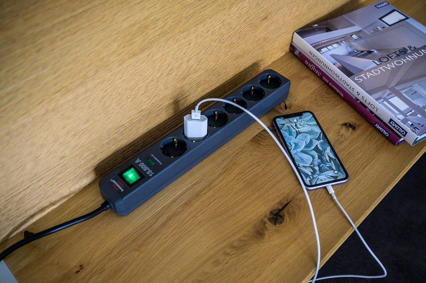 Brennenstuhl Steckdosenleiste 6-Fach mit Überspannungsschutz und 1,5m Kabel (Eco-Line Mehrfachsteckdose mit Schalter und erhöhtem Berührungsschutz) anthrazit