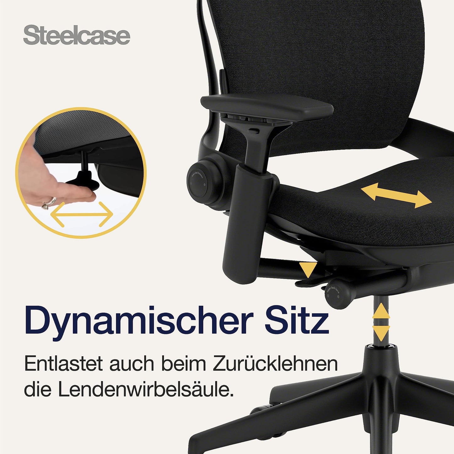Steelcase Leap Ergonomischer Bürostuhl mit LiveBack Lumbalstütze, flexibler Rückenlehne, anpassbarer Kopfstütze Onyx Schwarz