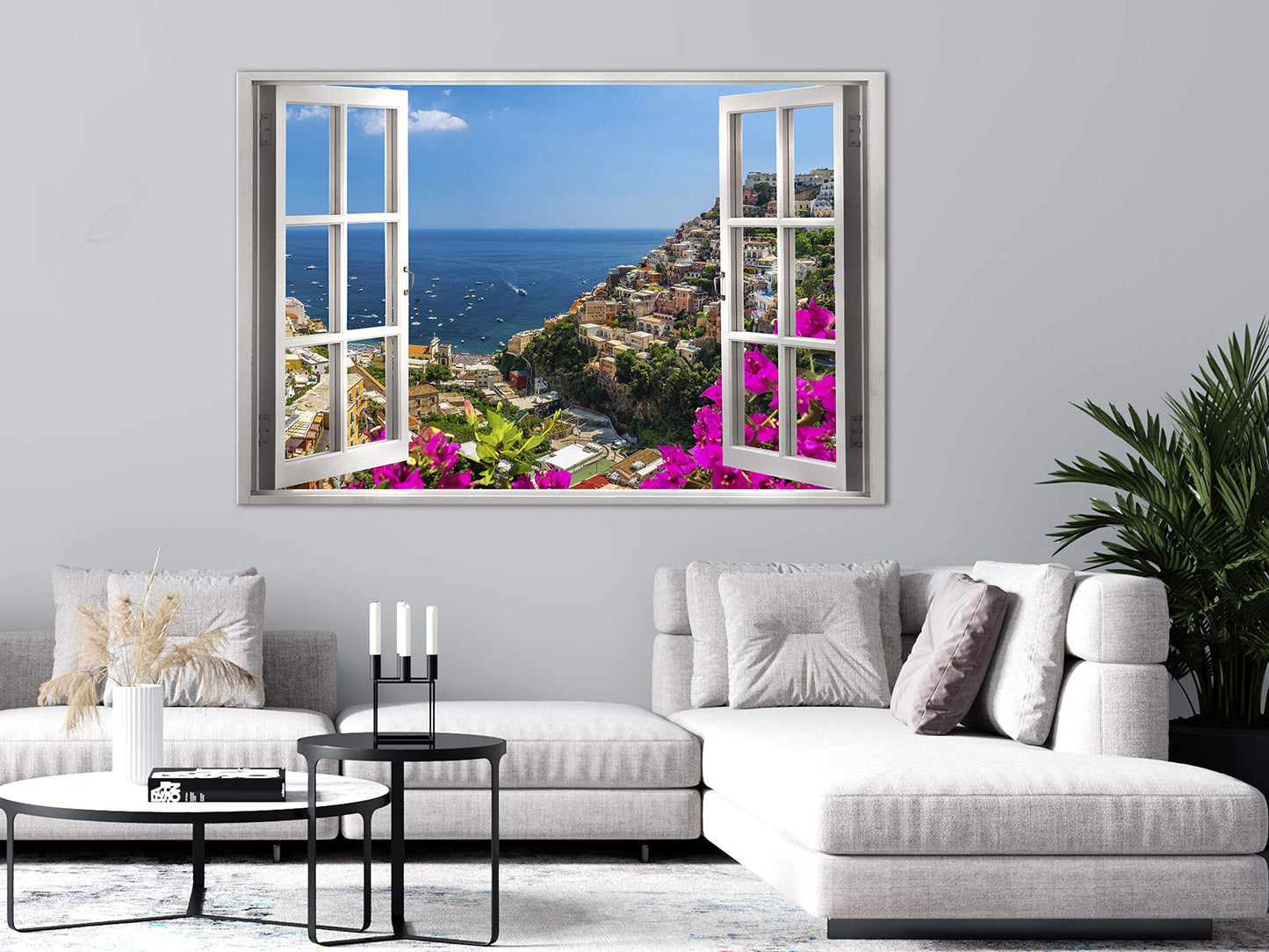 murando Wandbild Mega XXXL FensterblickEinteiliger XXL-Format Kunstdruck zur Selbstmontage Leinwandbilder moderne Bilder DIY Wanddekoration Wohnung Deko Positano Italy