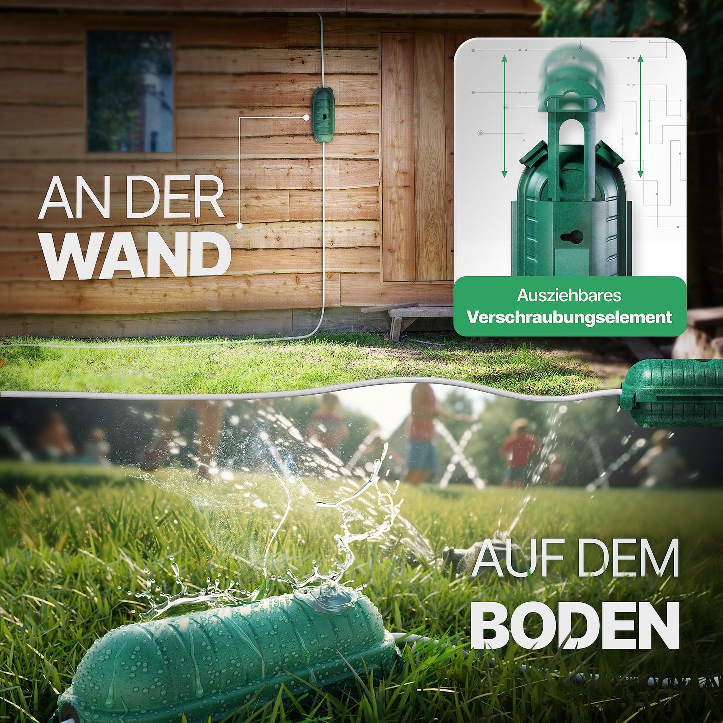 Adlerfokus Kabelbox wasserdicht IP44 [Das Original] Safe Box - Sicherheitsbox - Outdoor Box wasserdicht - Steckerschutz aussen wasserdicht - Wetterfeste Elektrobox - Schutzbox