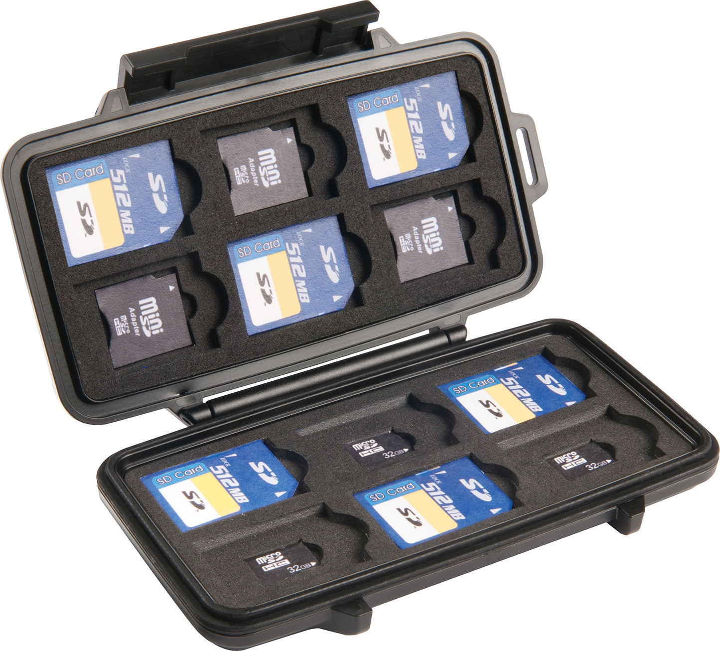 PELI 0915 Speicherkarten Case, IPX4 Wasserfest, 0,1L Volumen, , Schwarz, Black, kleiner sd-karten koffe, 0910-015-110E