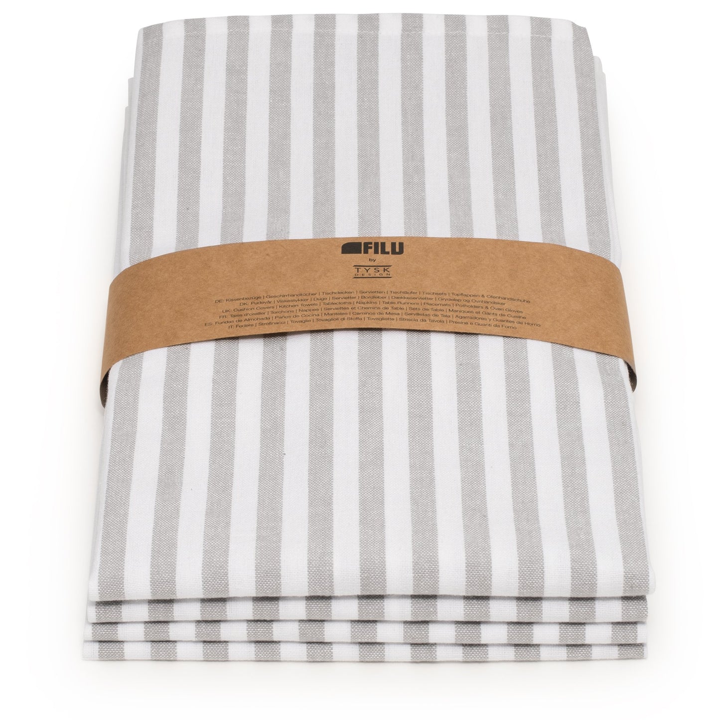 FILU Geschirrhandtücher 4er Pack Grau/Weiß gestreift (Farbe und Design wählbar) 45 x 70 cm - hochwertige Küchenhandtücher/Geschirrtücher aus 100% Baumwolle