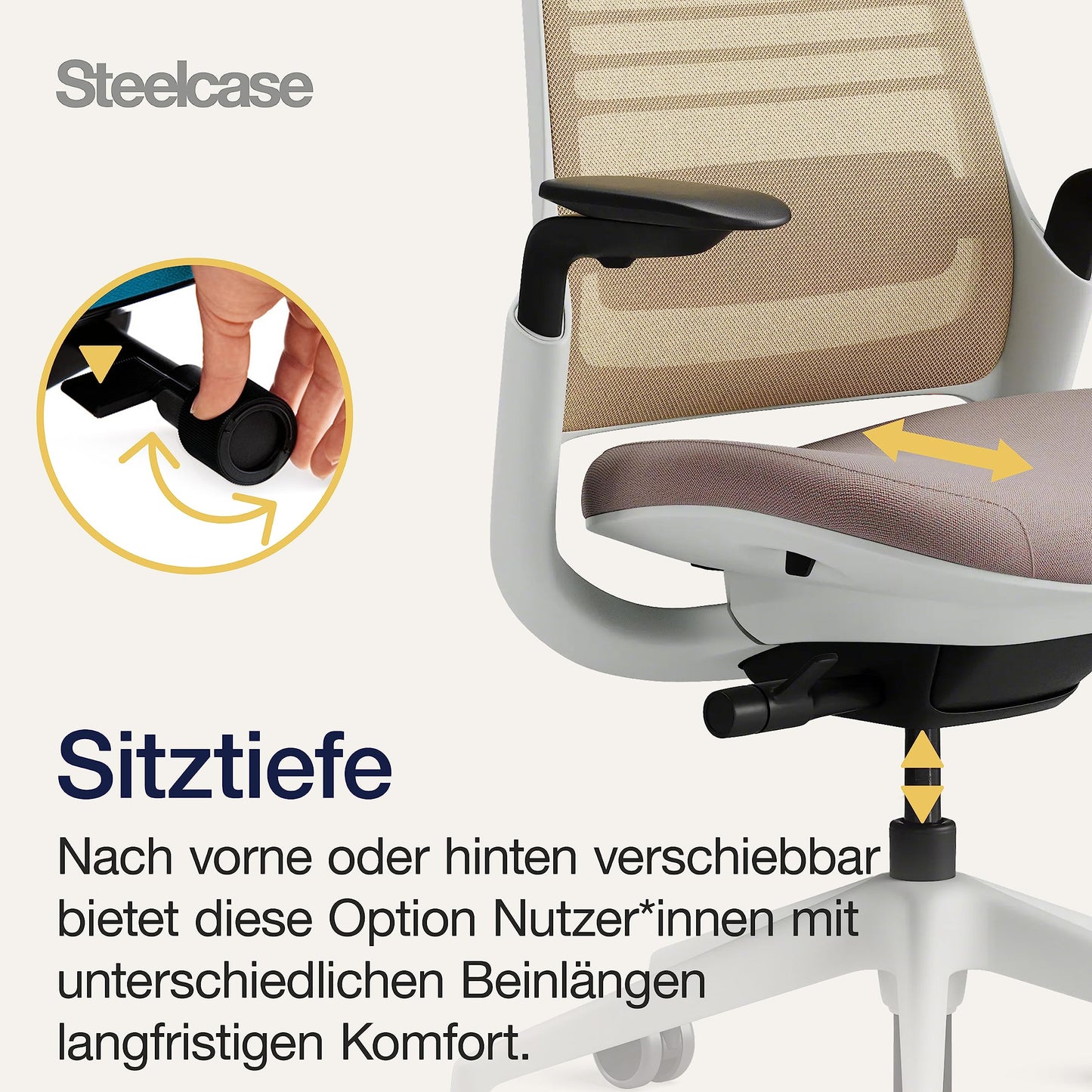 Steelcase Series 1 Ergonomischer Bürostuhl mit LiveBack Lumbalstütze und 4D-Armlehnen Linse
