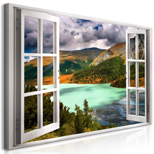 murando Wandbild Mega XXXL Fensterblick Einteiliger XXL-Format Kunstdruck zur Selbstmontage Leinwandbilder moderne Bilder DIY Wanddekoration Wohnung Deko Gebirge c-C-0379-ak-e