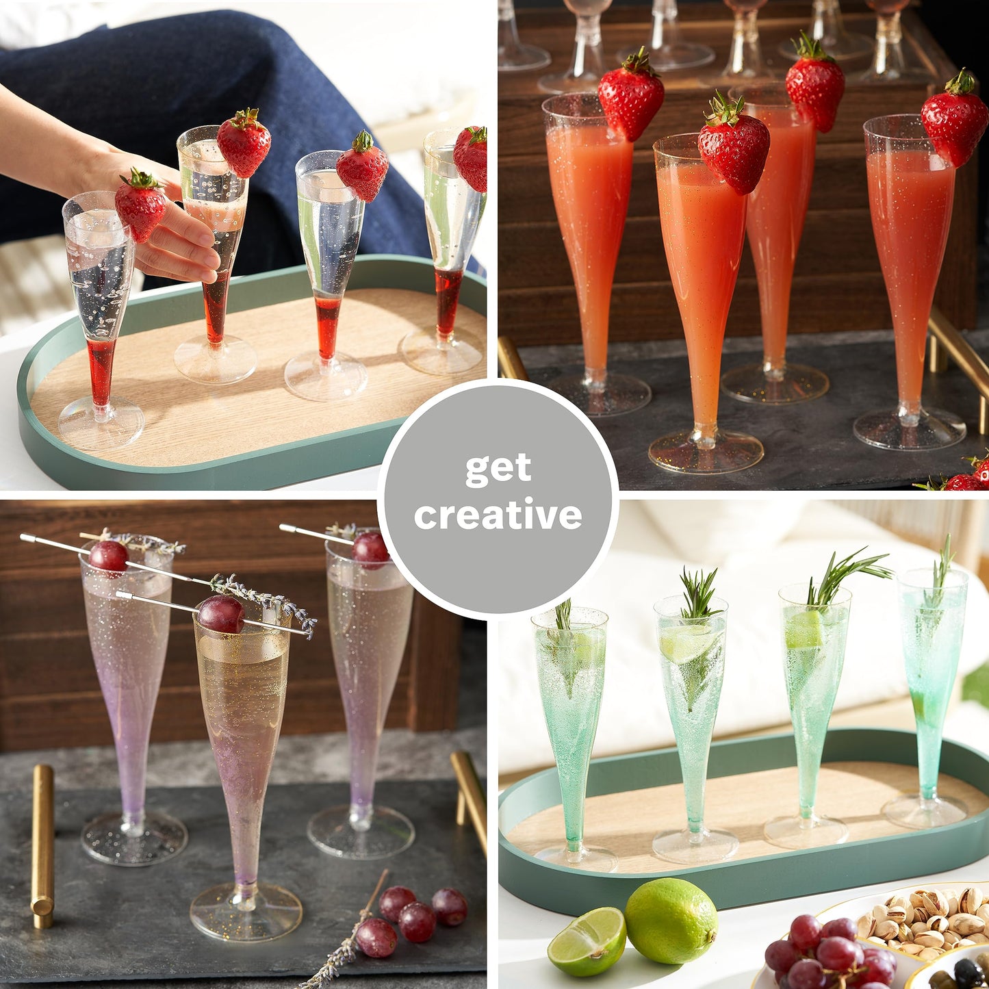MATANA 48 Premium Sektgläser Plastik mit Silberglitter, 133ml - Sektgläser Kunststoff, Sektflöten, Champagner Gläser, Cocktailgläser, Weingläser für Hochzeiten, Partys - Stabil & Mehrweg
