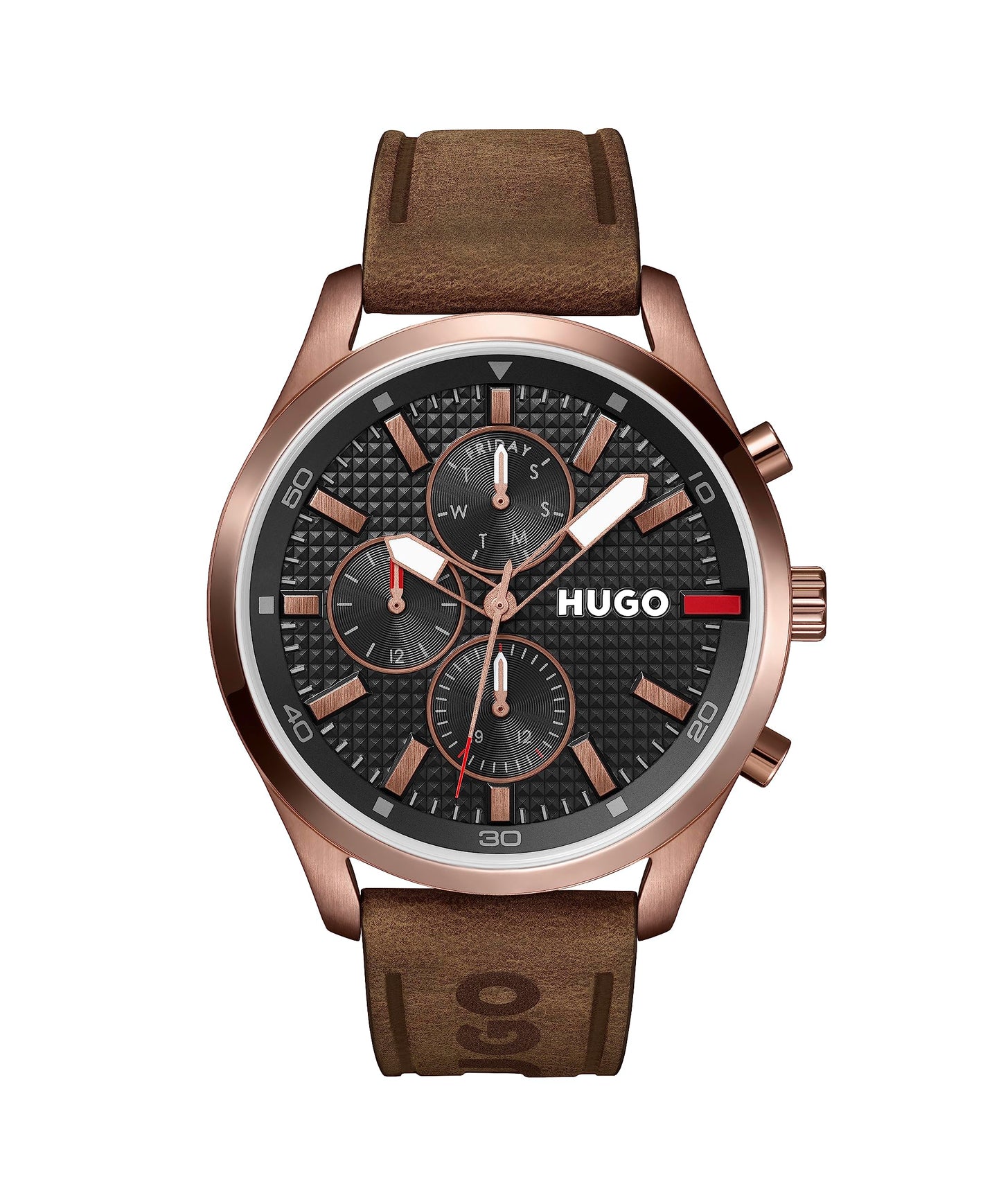 HUGO Multi Zifferblatt Quarz Uhr für Herren mit Braunes Lederarmband - 1530162