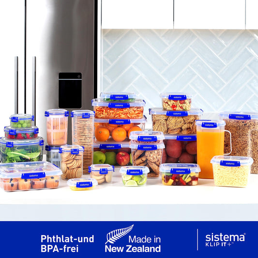 Sistema KLIP IT PLUS Frischhaltedosen Set | 6-teiliges luftdichtes Vorratsdosen Set (2 x 400 ml, 3 x 1 l, 1 x 2,2 l) | auslaufsichere Versiegelung | einfach zu verschließende Clips | BPA-frei