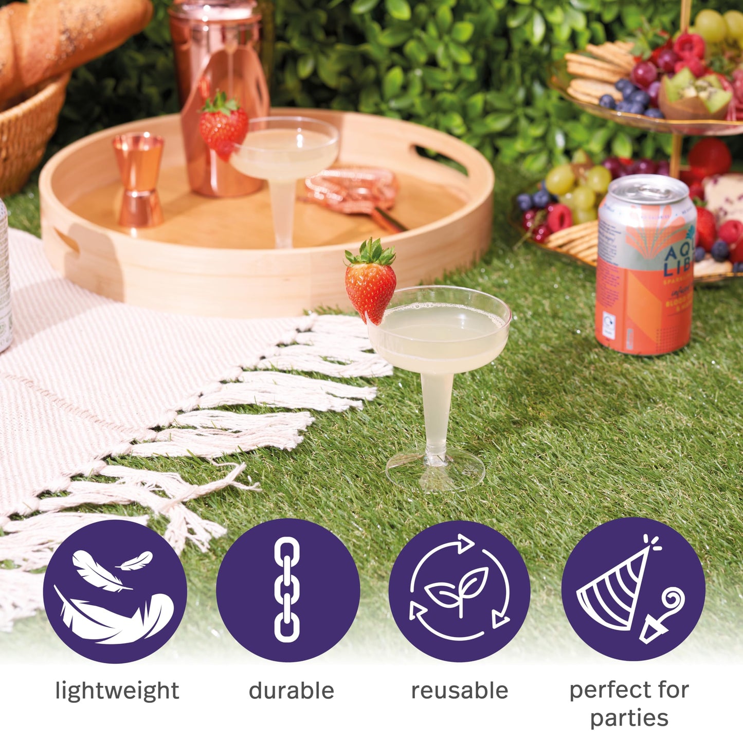 MATANA 24 Premium Coupégläser aus Kunststoff (120ml) – Mehrweg Cocktailgläser, Sektschalen, Sektgläser Plastik, Weingläser, Margarita Gläser für Hochzeiten, Geburtstage, Partys