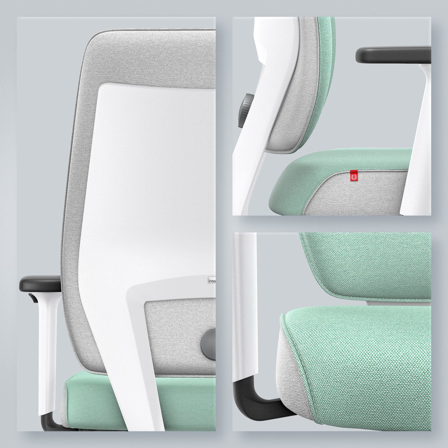 Interstuhl Joyce Interior Edition - ergonomischer Bürostuhl - Schreibtischstuhl mit Synchromechanik - verstellbare Rückenlehne und Lordose - Designer-Rollen (Türkis | Weiß)