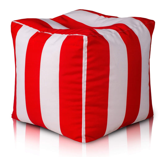 Ecopuf Cube Modern - Hocker Hocker aus 100% wasserdichtem Polyestergewebe. Fancy Stripe Design Fußstütze für den Außen- und Innenbereich Fantasy Stripe Rot DG23
