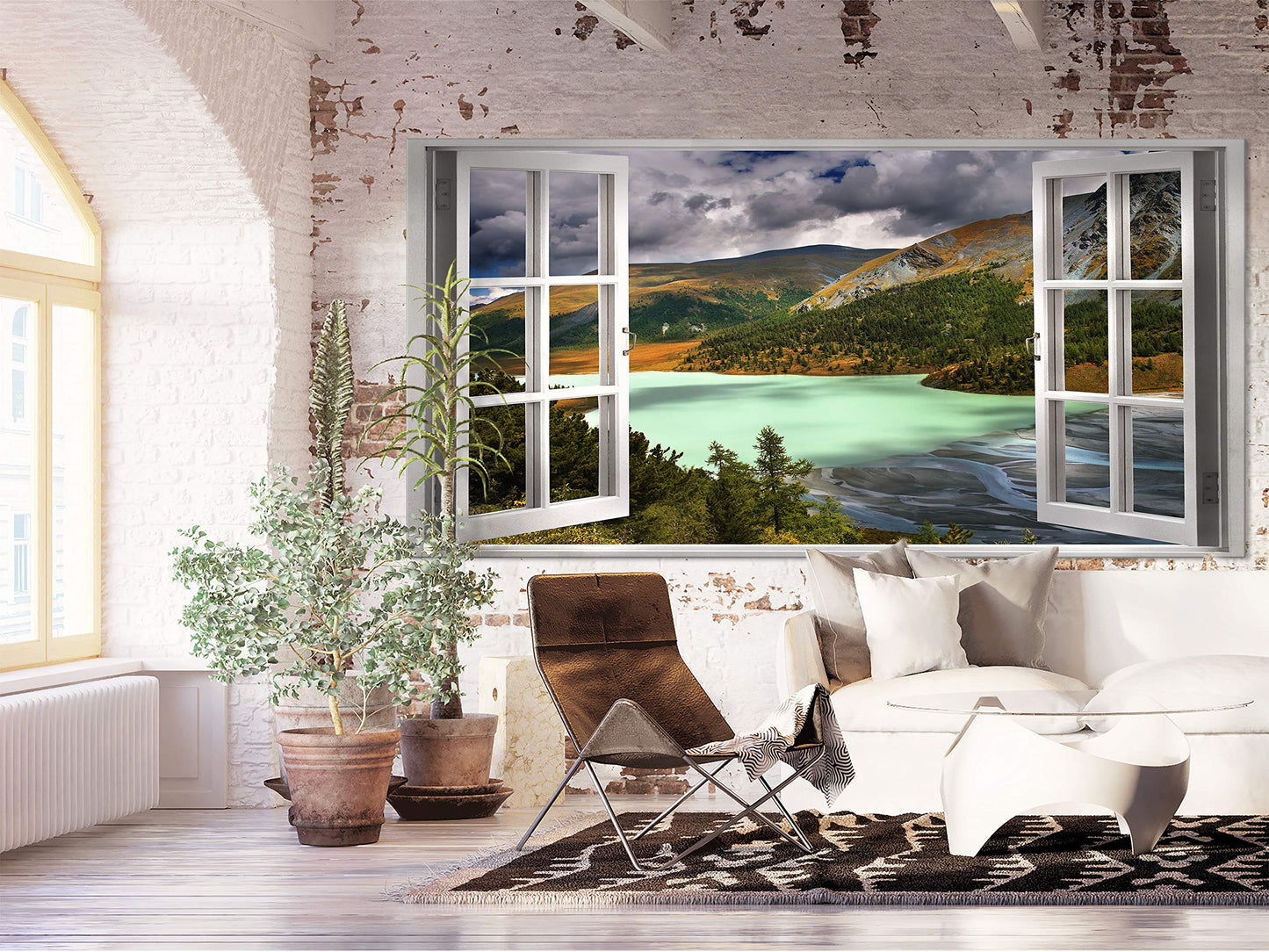 murando Wandbild Mega XXXL Fensterblick Einteiliger XXL-Format Kunstdruck zur Selbstmontage Leinwandbilder moderne Bilder DIY Wanddekoration Wohnung Deko Gebirge c-C-0379-ak-e