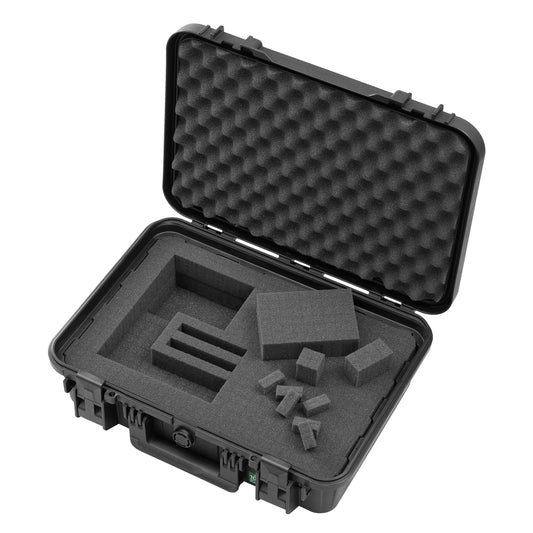 TOMcase Koffer für Tablet, Notebook/Laptop und Zubehör; wasserdichter ECO Schutzkoffer mit Raster-/Würfelschaumstoff für 11“ bis 15“, Outdoor Case Made in Germany (M)