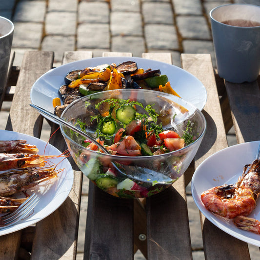 MATANA 5 Große Transparente Plastikschalen, Salatschüsseln, Plastikschüsseln, Snackschalen für Kindergeburtstage, Picknick & Partys (3000ml) - Mehrweg & Stabil