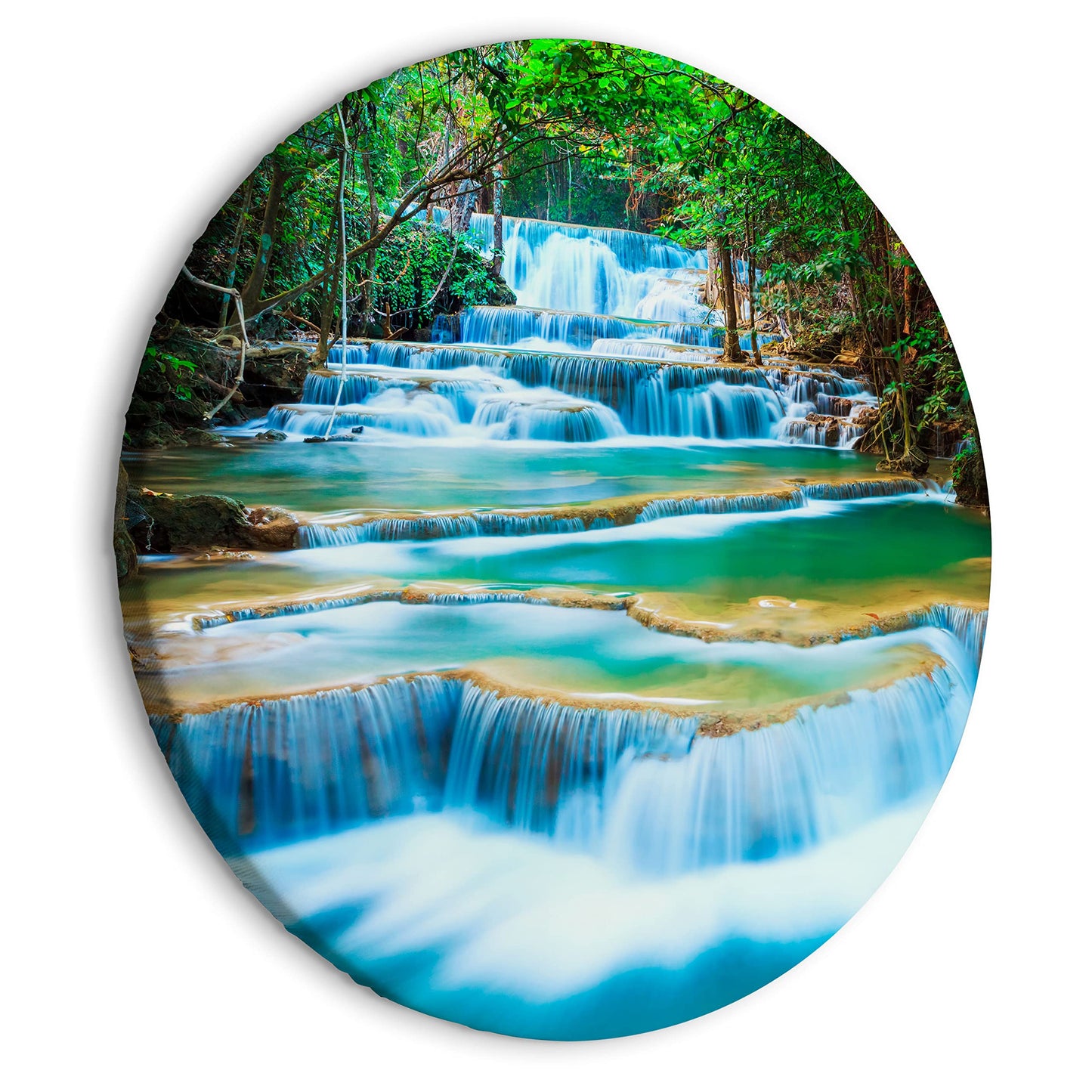 murando - runde Bilder Wasserfall 40x40 cm Leinwandbild 1 tlg Kunstdruck modern Wandbilder XXL Wanddekoration Design Wand Bild Kanchanaburi Thailand Wald Landschaft Natur c-B-10041-bc-a
