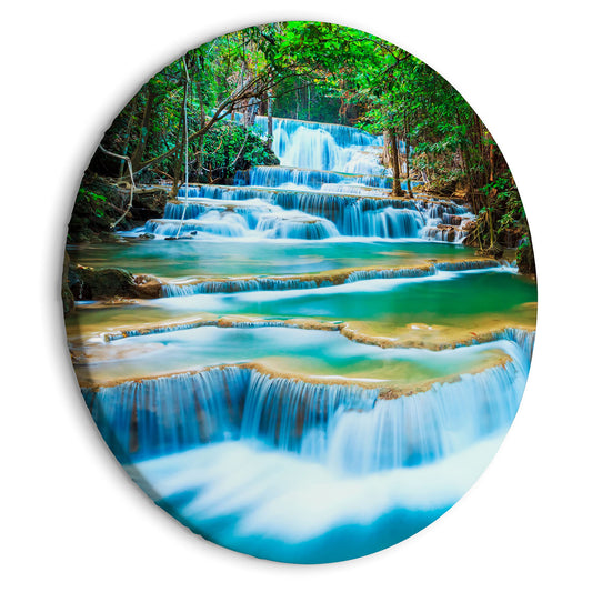 murando - runde Bilder Wasserfall 40x40 cm Leinwandbild 1 tlg Kunstdruck modern Wandbilder XXL Wanddekoration Design Wand Bild Kanchanaburi Thailand Wald Landschaft Natur c-B-10041-bc-a