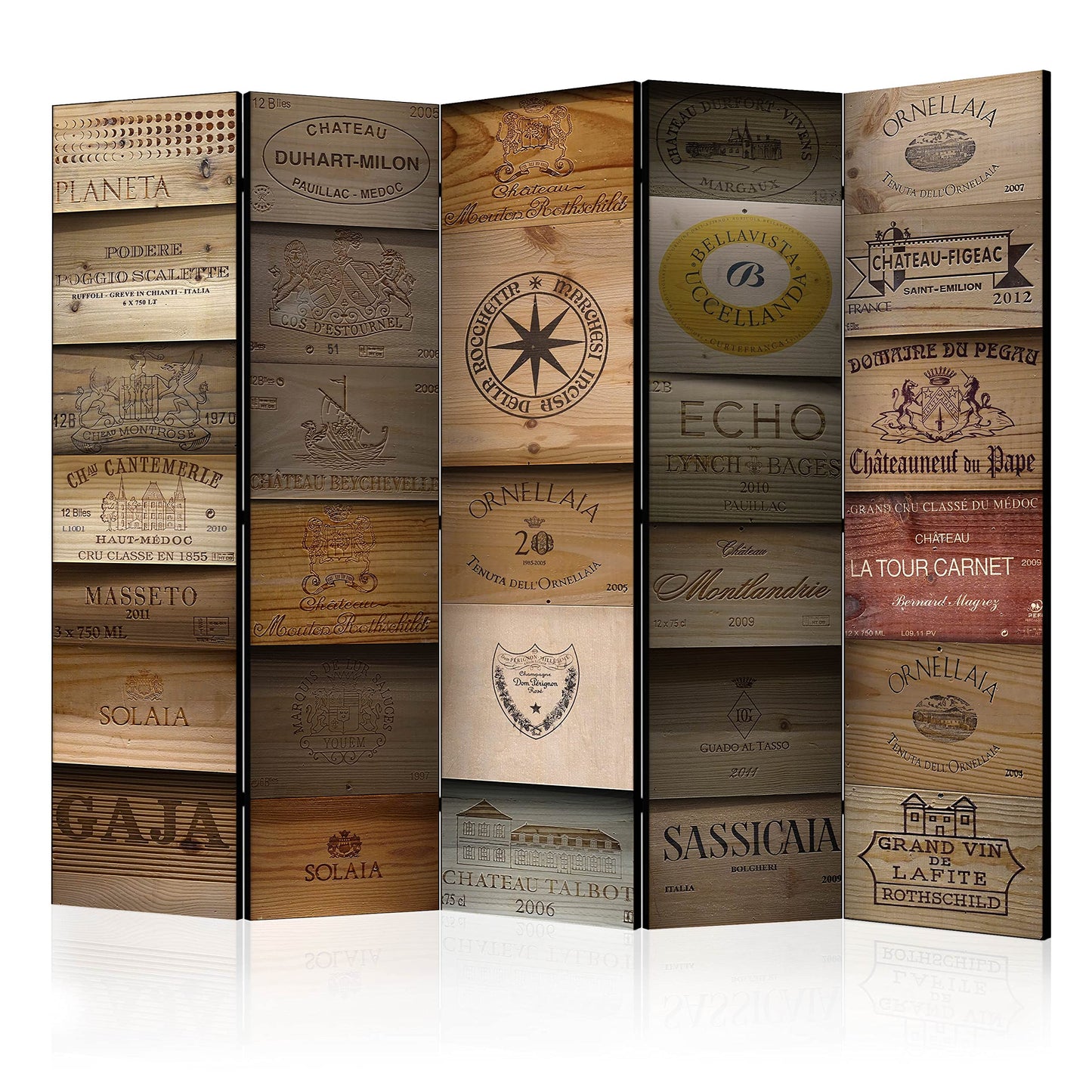 murando Akusticher Raumteiler Retro Vintage Foto Paravent 225x172 cm beidseitig auf Vlies-Leinwand Bedruckt Akustikschaum Trennwand Spanische Wand Sichtschutz Home Office Holzoptik f-A-0540-z-c