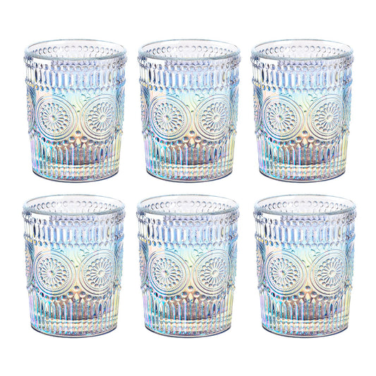 Joeyan 300ml Regenbogen Wassergläser - Tumbler Gläser Bunt 6er Set - Schimmer Trinkgläser Romantisch für Wasser, Getränk, Cocktail, Tee, Saft